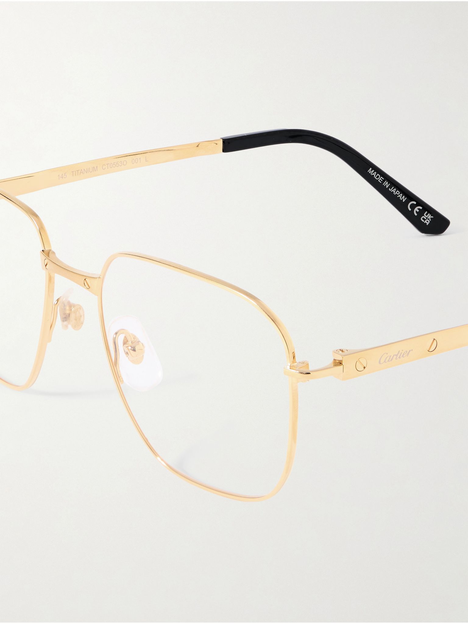 Santos de Cartier D-Frame Gold-Tone Titanium Optical Glasses Gold - 4