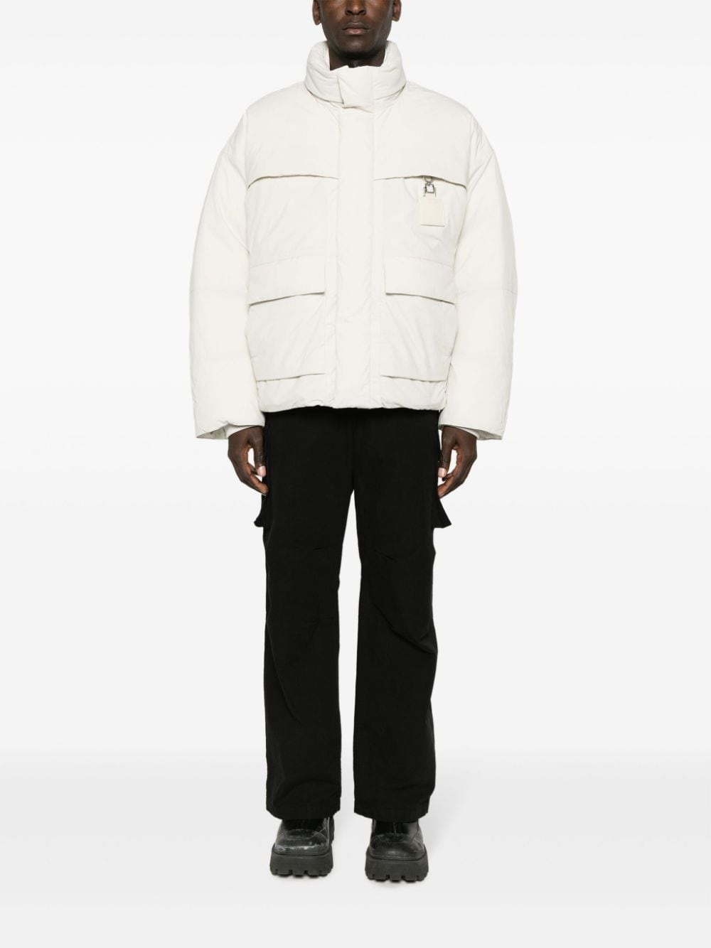 logo-tag goose-down jacket - 2