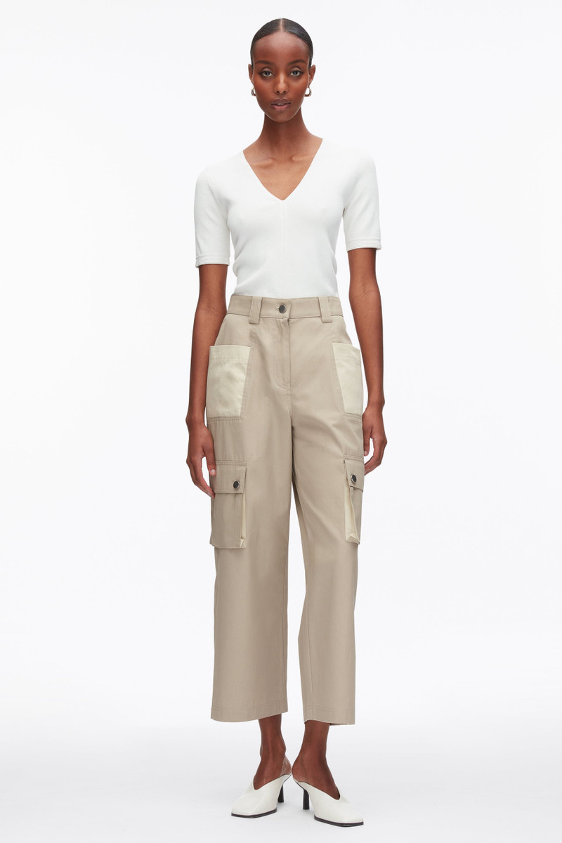Two-Toned Cropped Cargo Pants 1