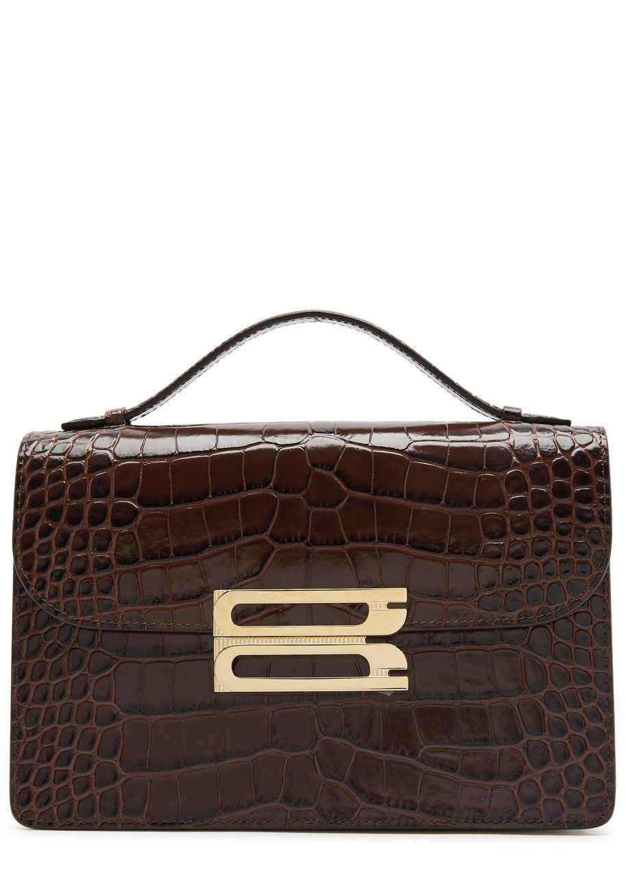 Victoria Beckham Dorian Small Crocodile-effect Leather top Handle bag - 1