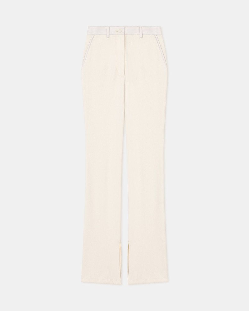 Leather-Trimmed Ribbed-Jersey Pants - 1