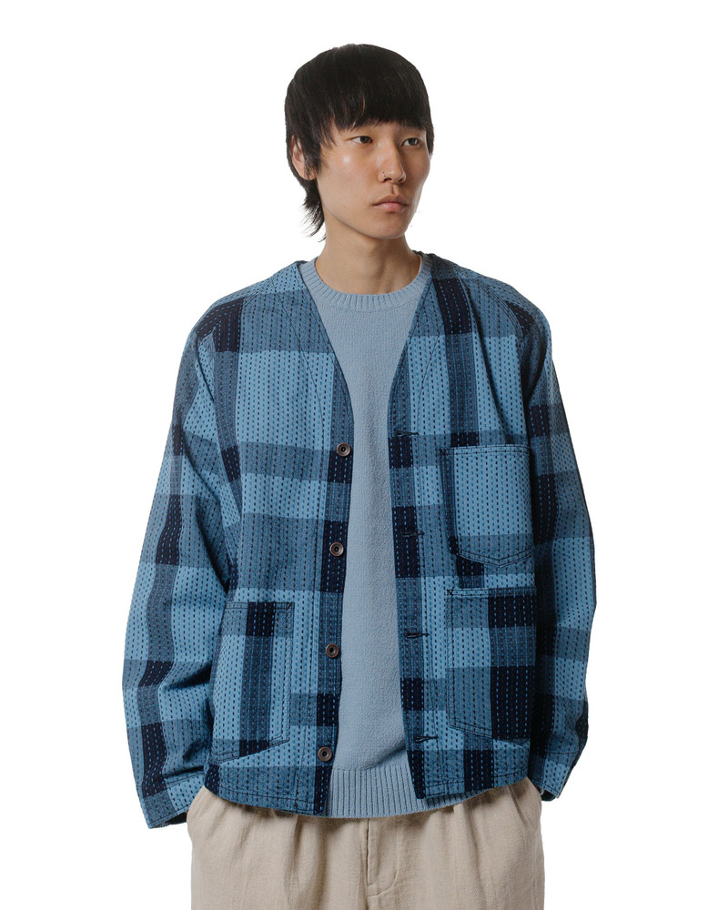 BEAMS PLUS Engineer Jacket Indigo Sashiko Plaid outlook