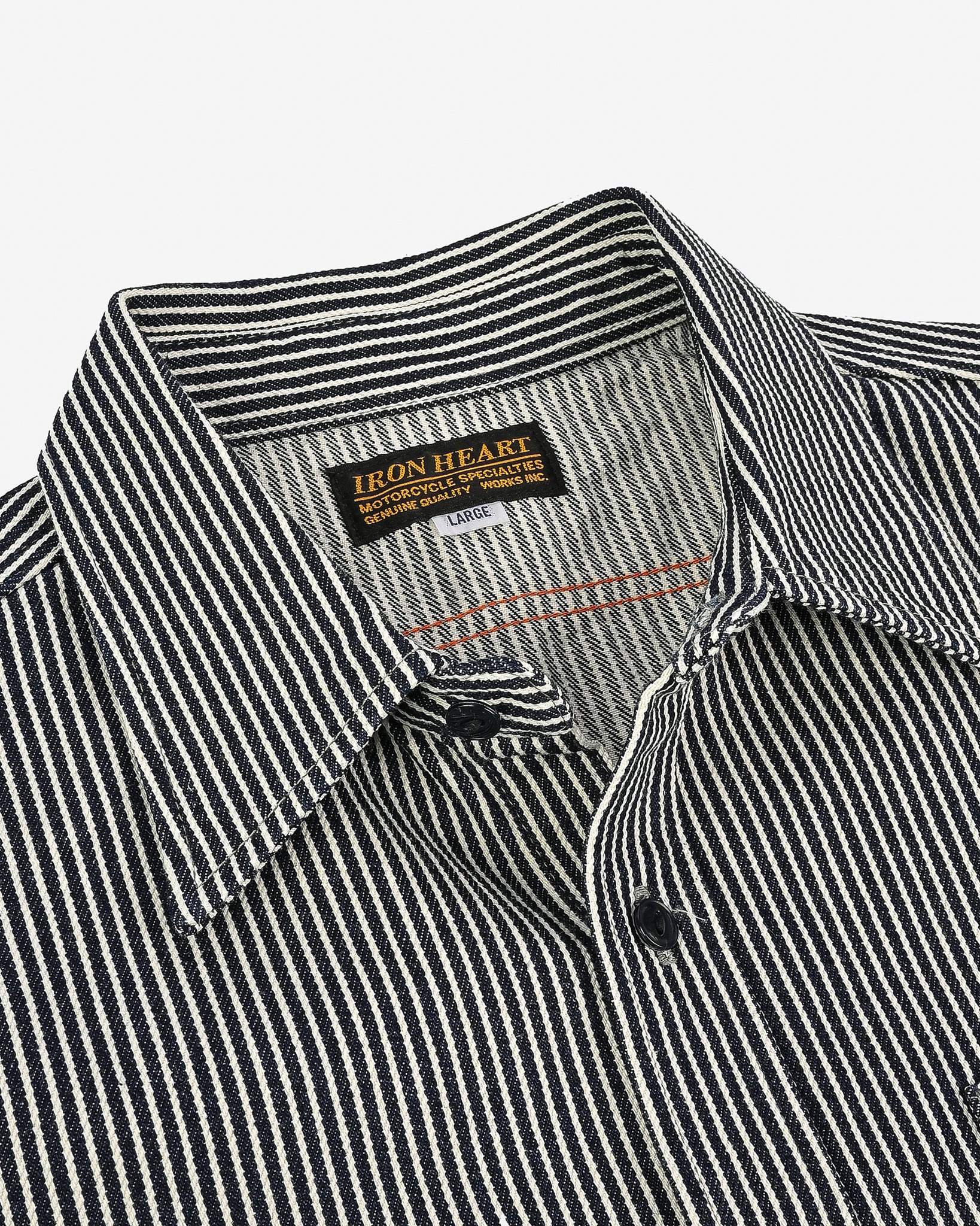 IHSH-274-IND 12oz Hickory Stripe Work Shirt - Indigo - 7