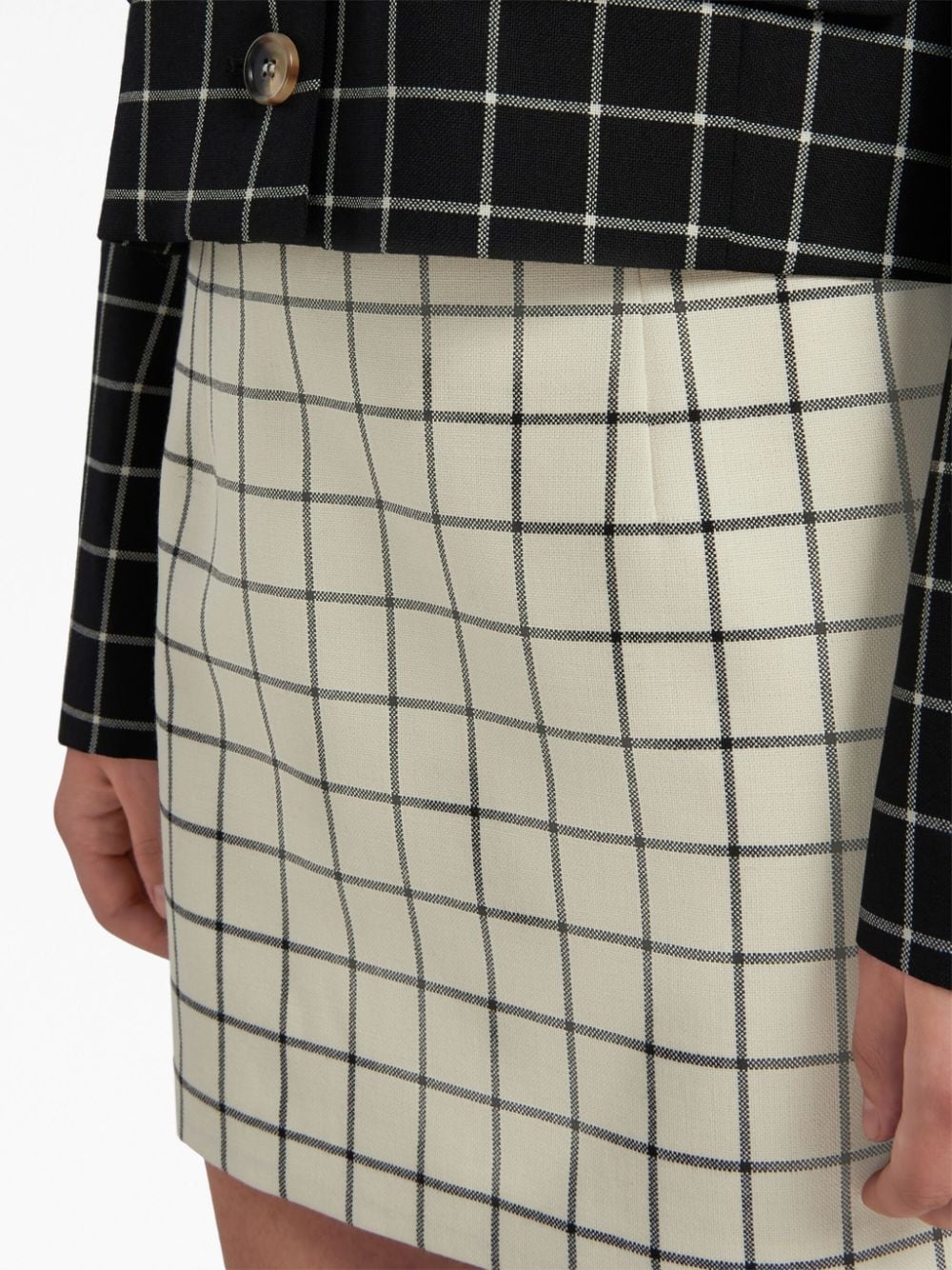 grid-pattern fitted skirt - 5