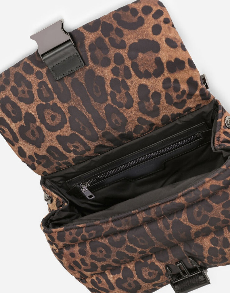 Leopard-print Sicily crossbody bag in quilted nylon 5