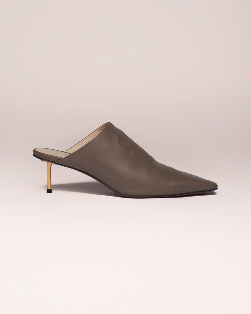 VILMA - Leather mules - Gray 3