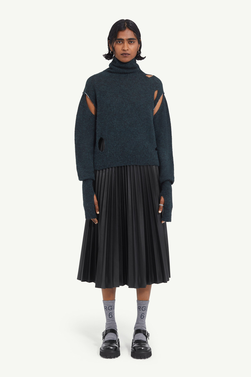 MM6 Maison Margiela Distressed high collar jumper outlook