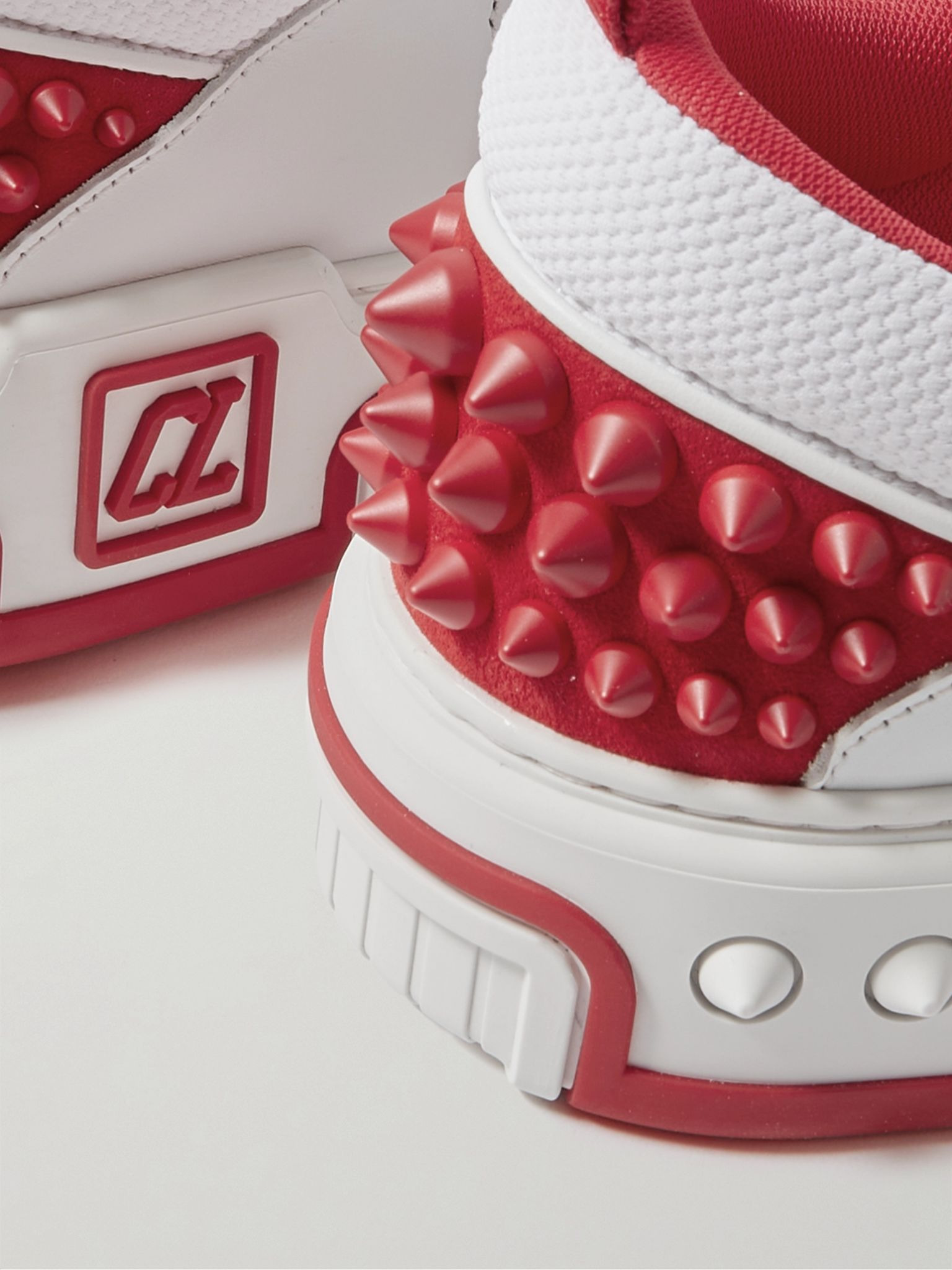 Astroloubi Spiked Leather and Mesh Sneakers White - 6