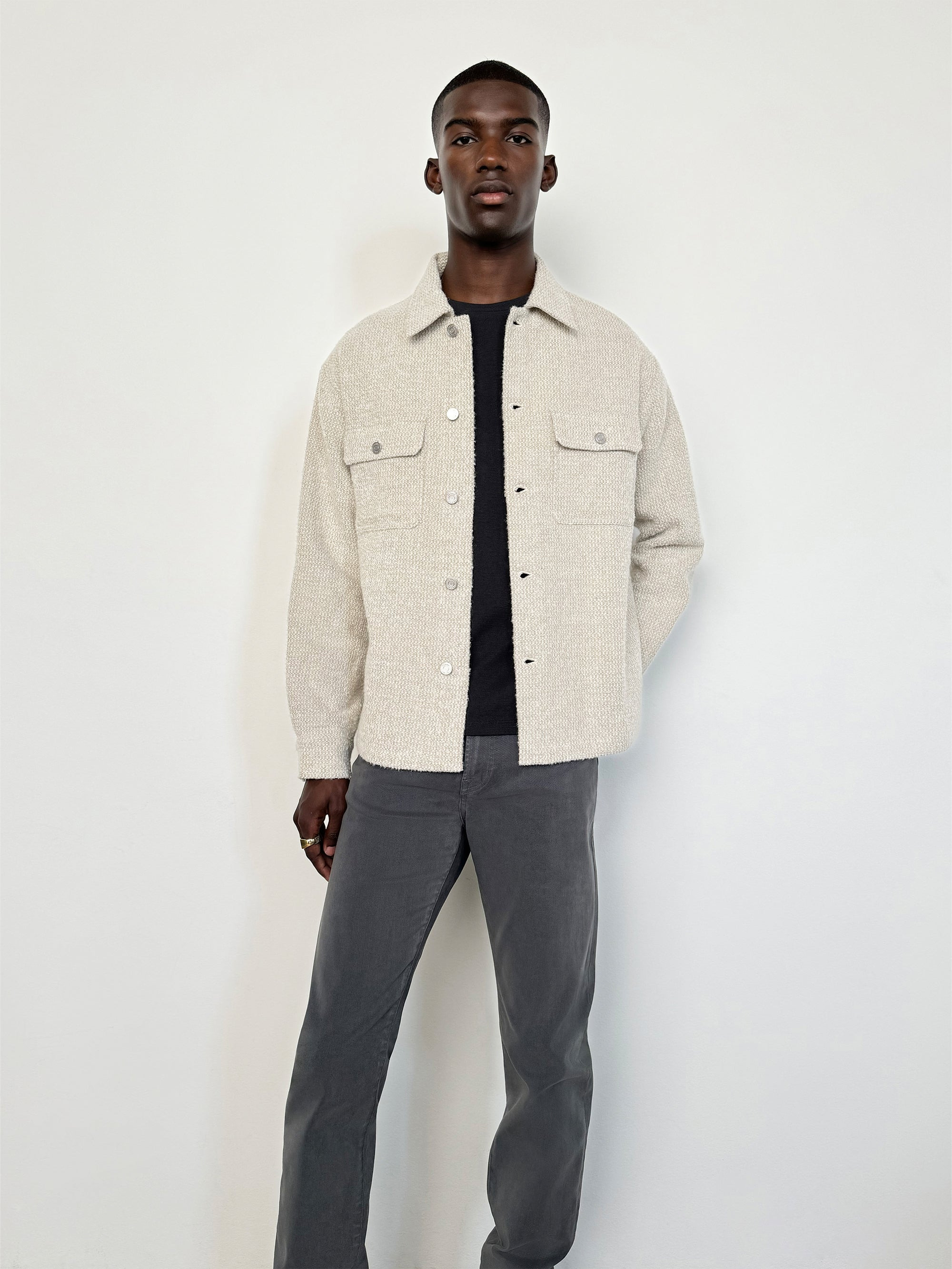 Tweed Overshirt Jacket in Dove Tweed - 2