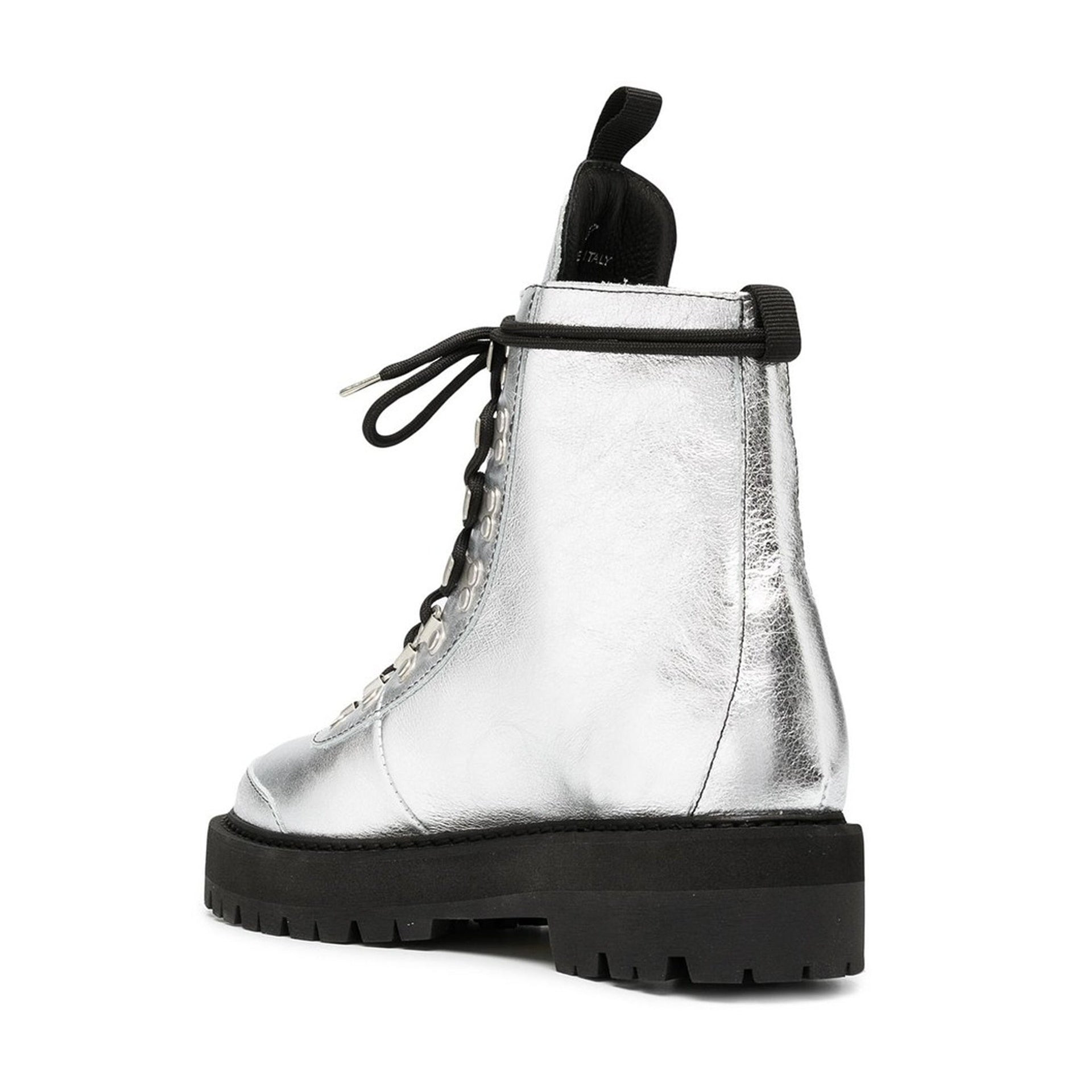 Off-White Metallic Finish Ankle Boots Women - 3