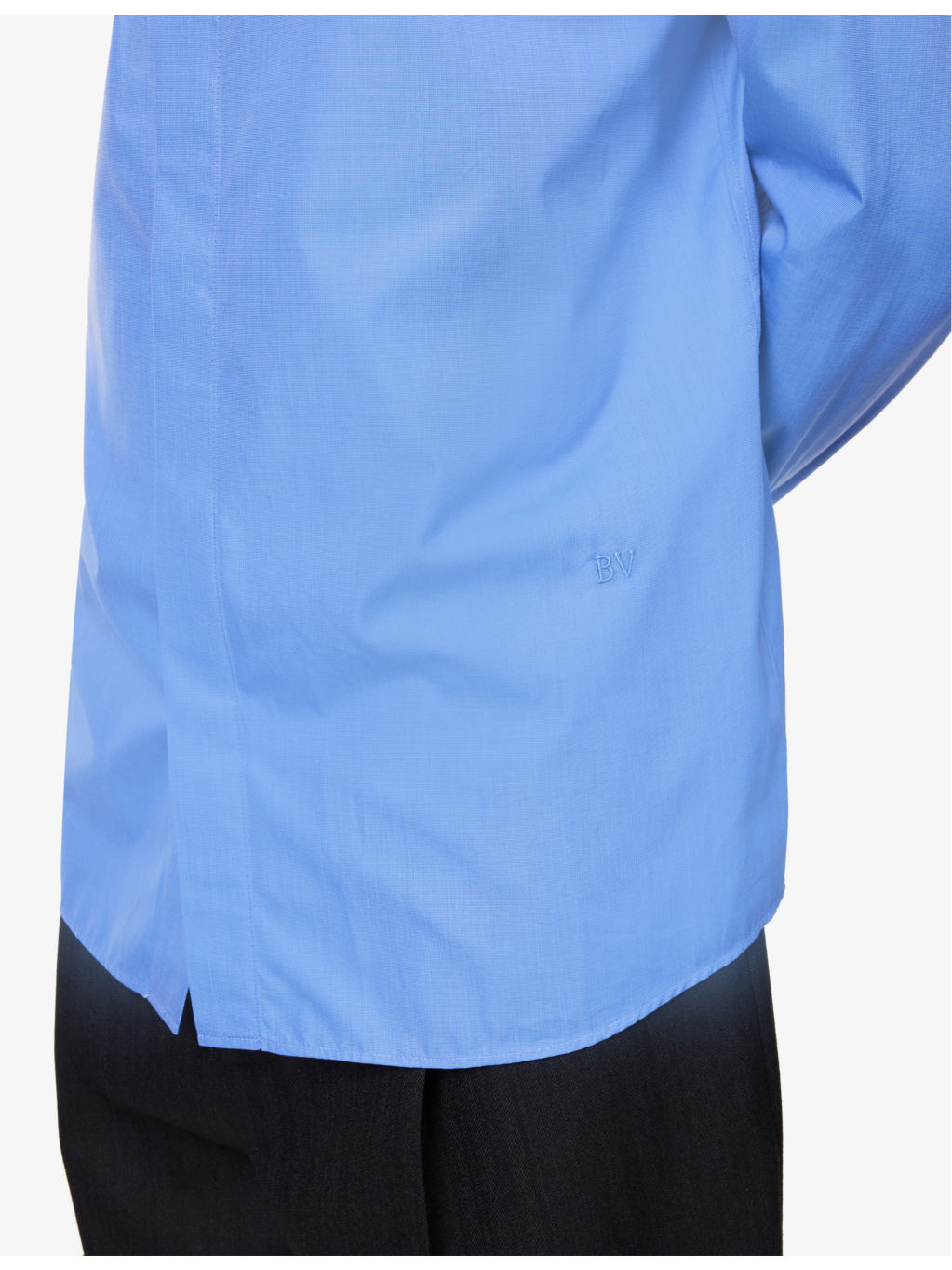 Spread-collar brand-embroidery cotton shirt - 5