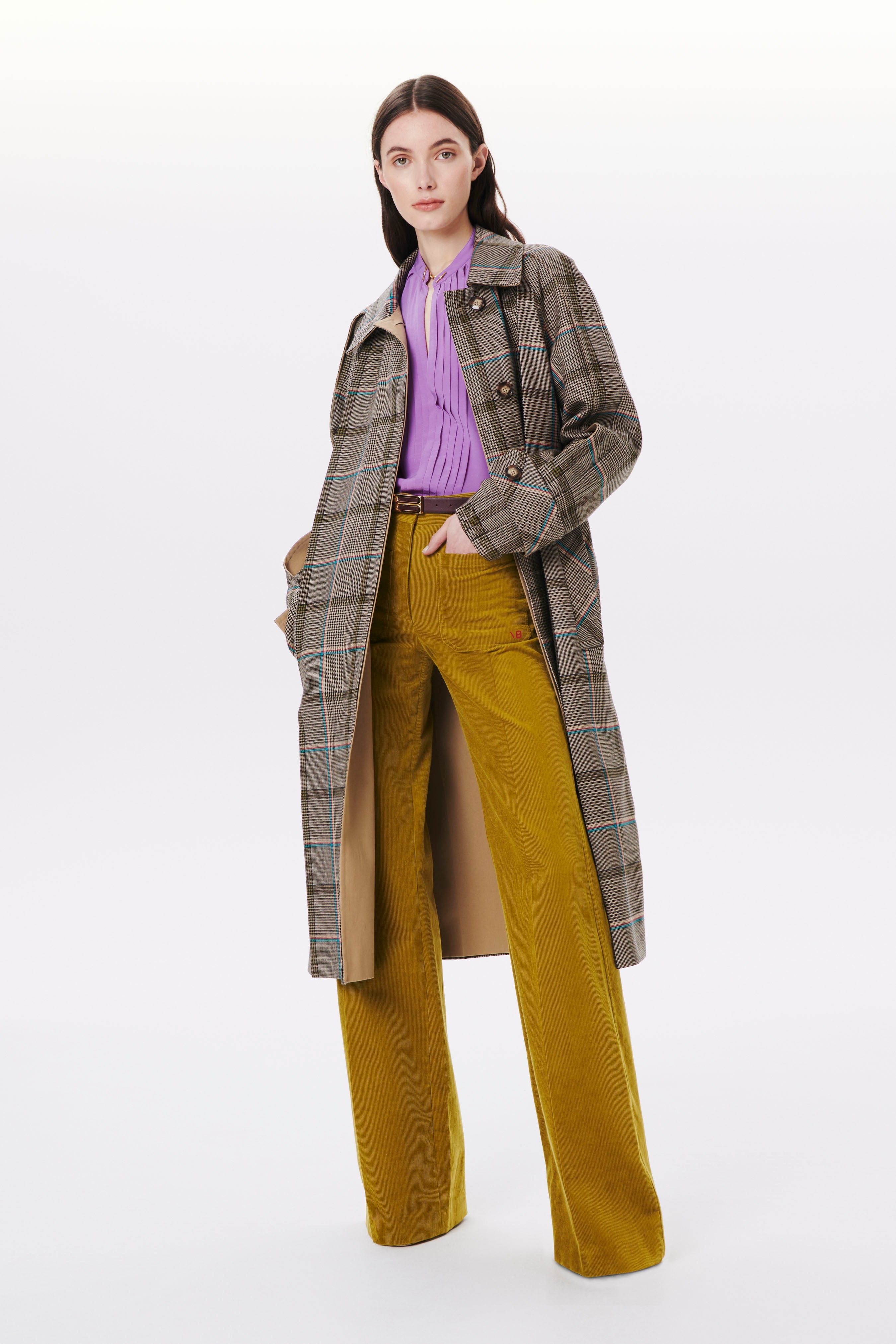 Patch Pocket Belted Coat in Turquoise-Olive - 3