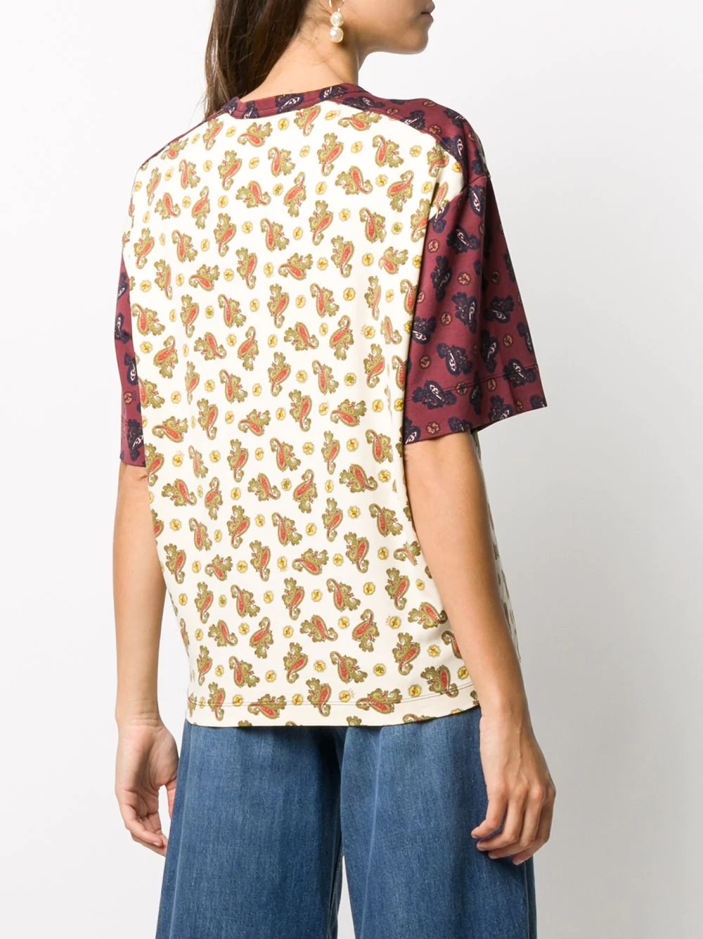 paisley print logo T-shirt - 4