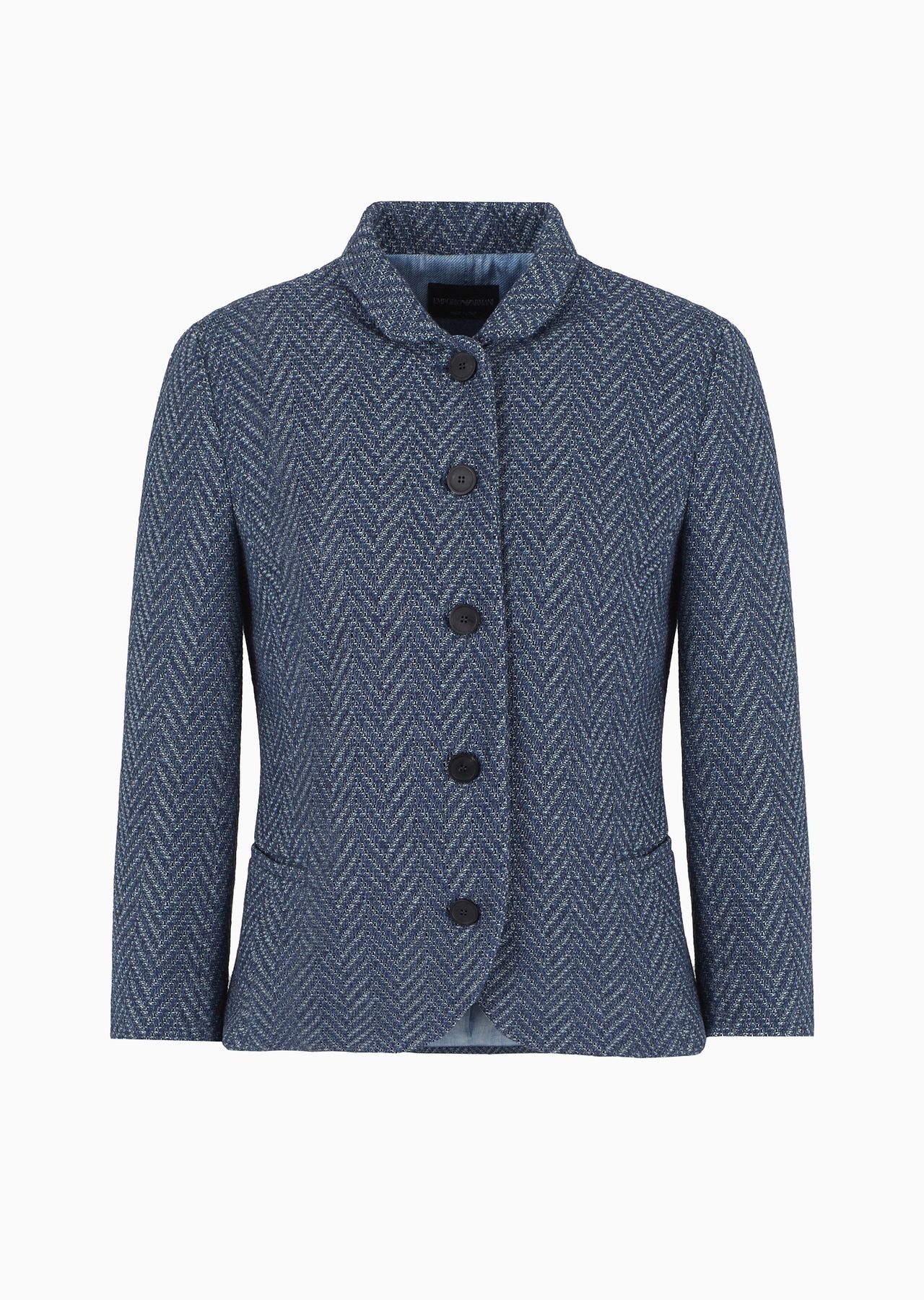 Single-breasted jacket in chevron jacquard - 1