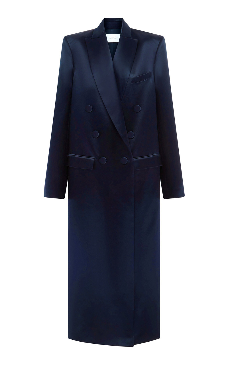 Oversized Duchess Satin Coat navy 1