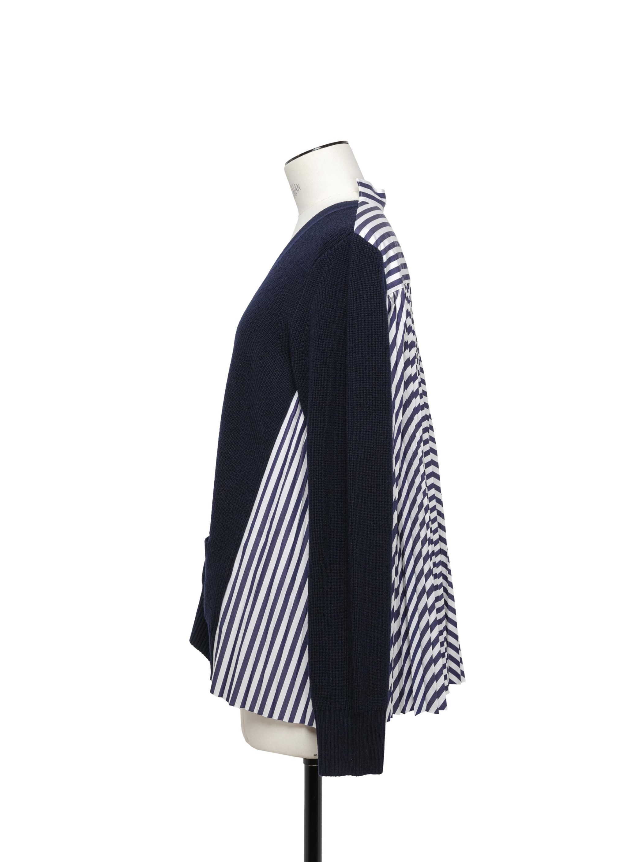 Wool Knit x Cotton Poplin Cardigan - 2