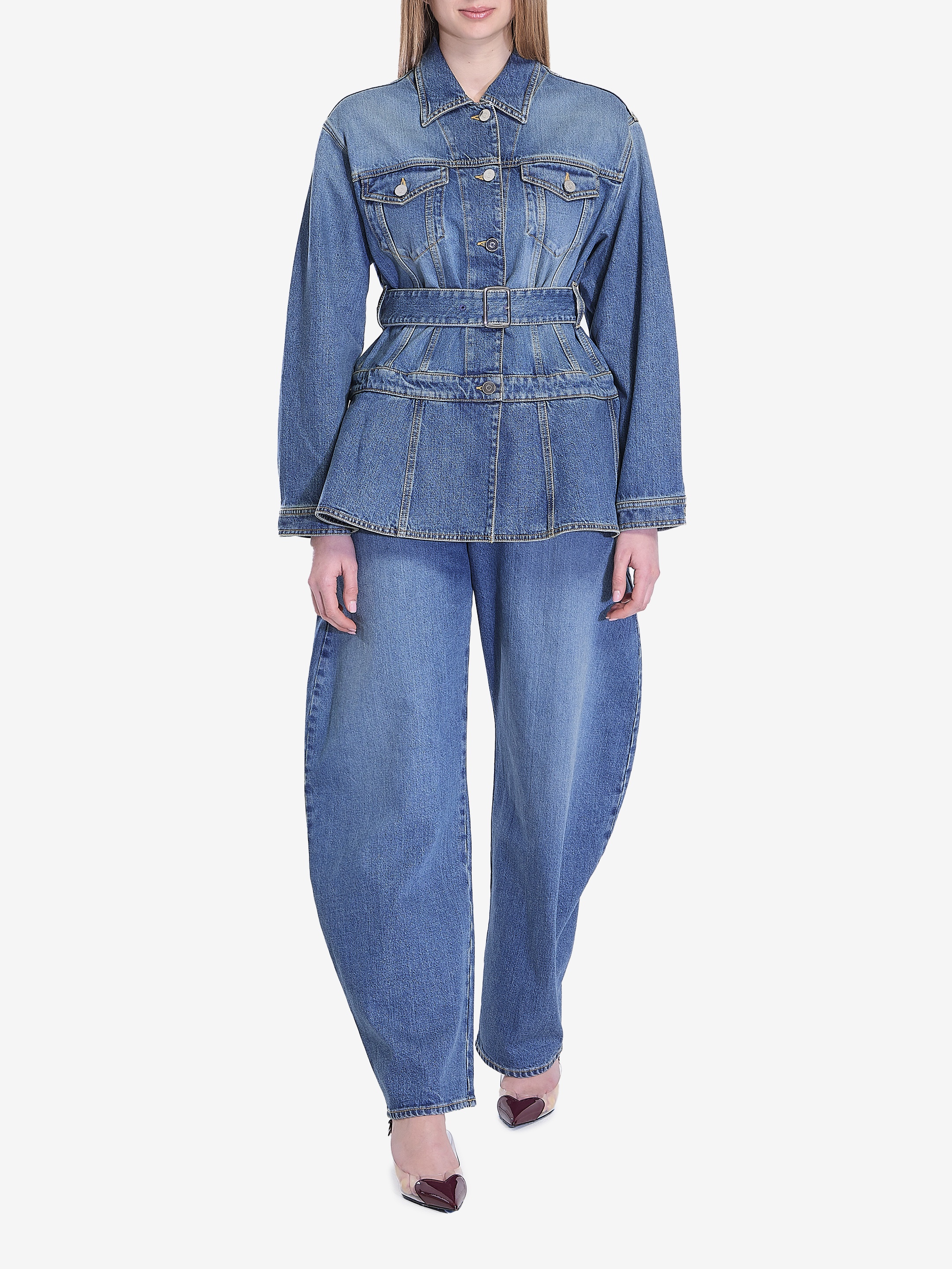 (関税・送料込) ALAIA Denim Basque jacket Alaïa Denim jacket with peplum | leam | REVERSIBLE