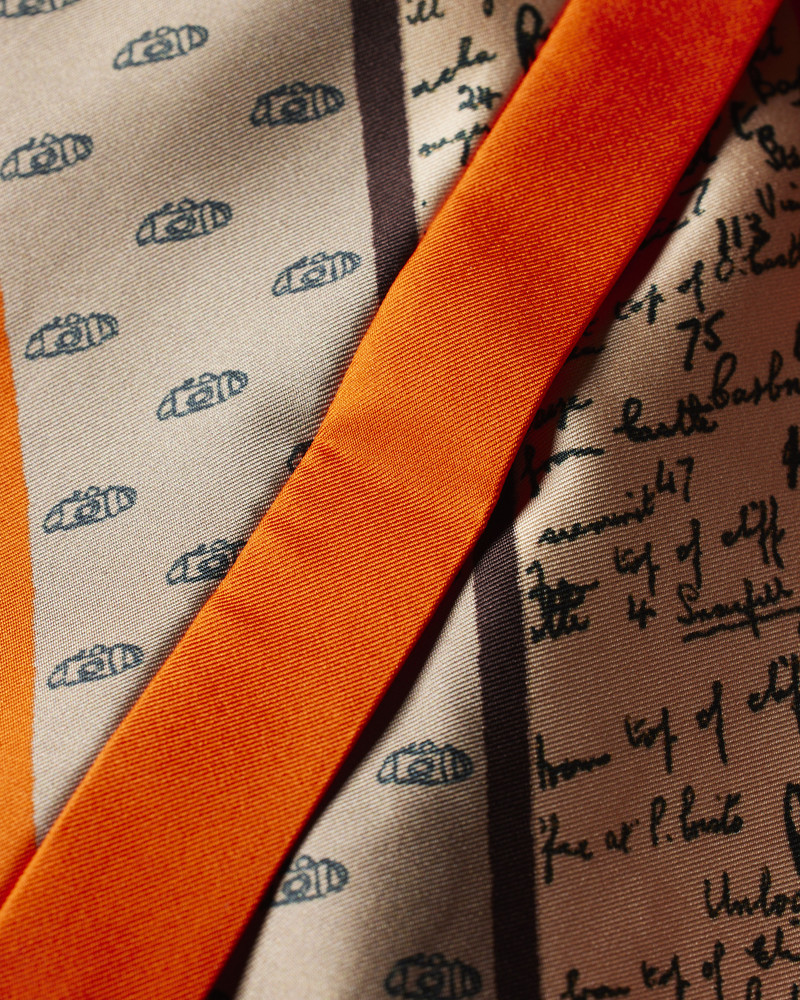 Women's Orange 'Travel Scarf' Silk Shirt 5