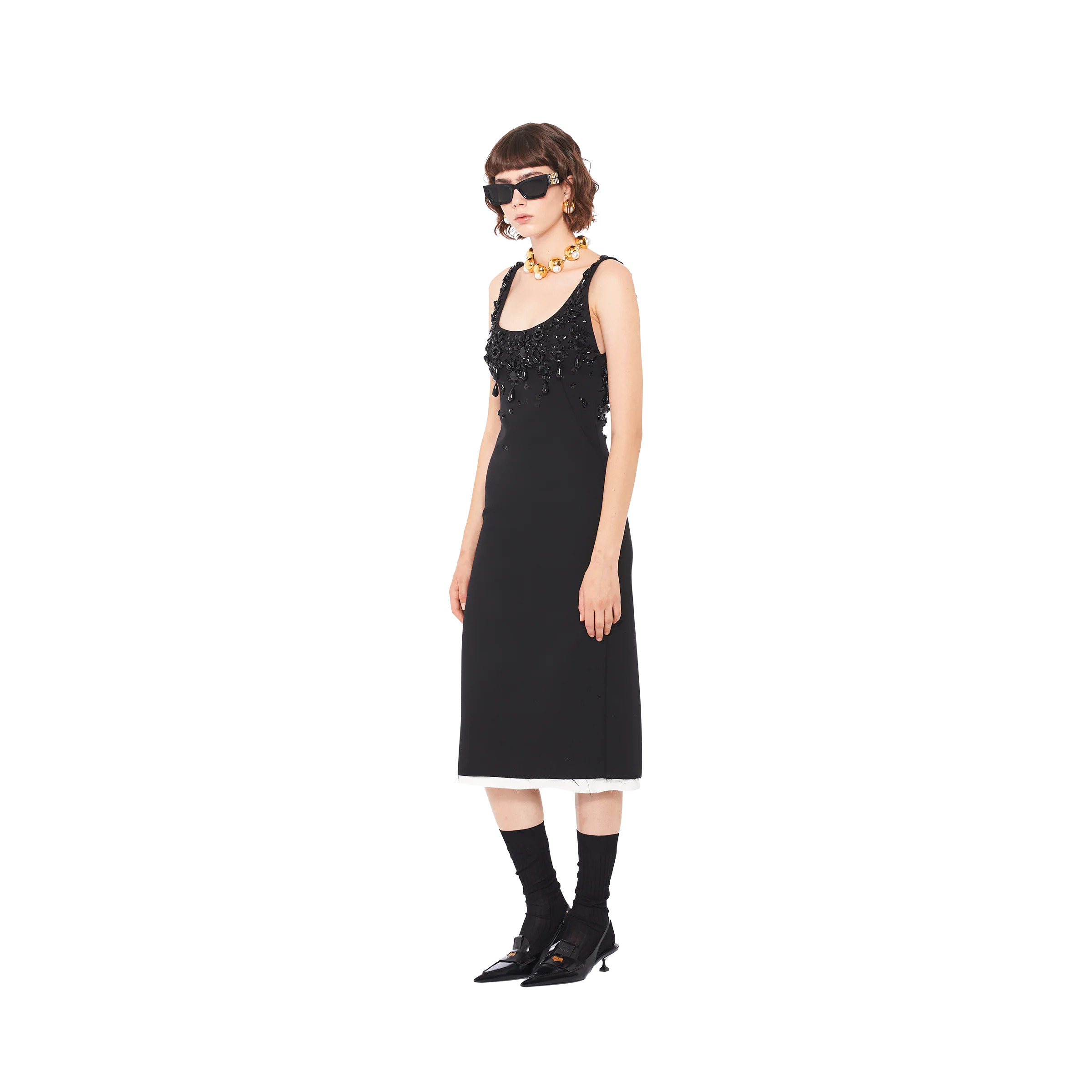 Embroidered grain de poudre dress - 2