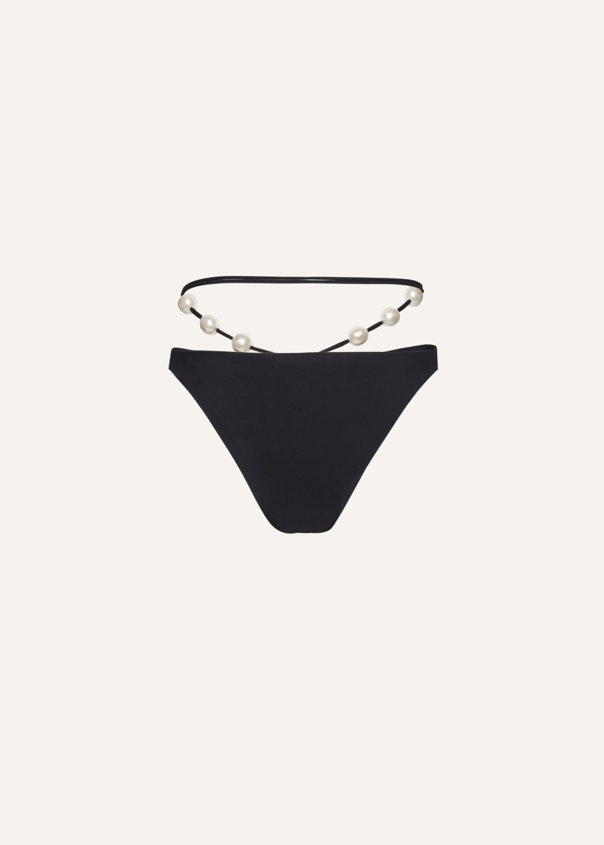 High waist pearl swim bottom in black - 2
