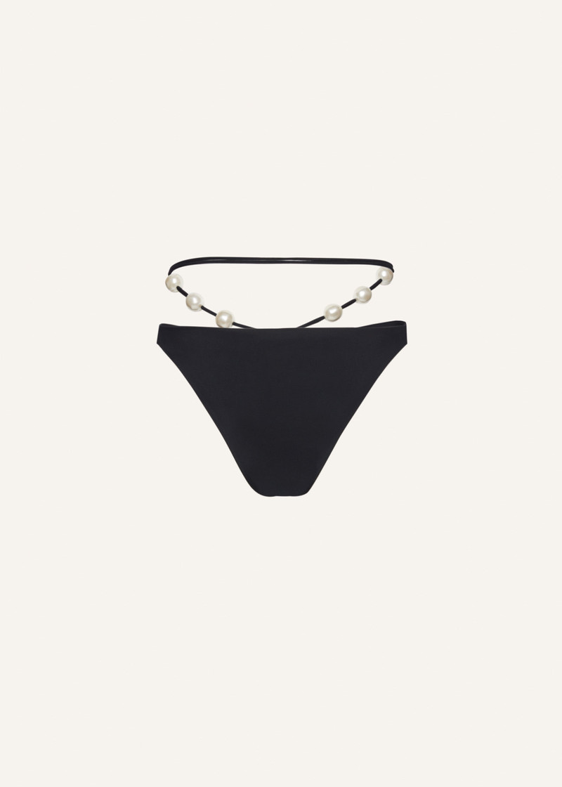 High waist pearl swim bottom in black 2