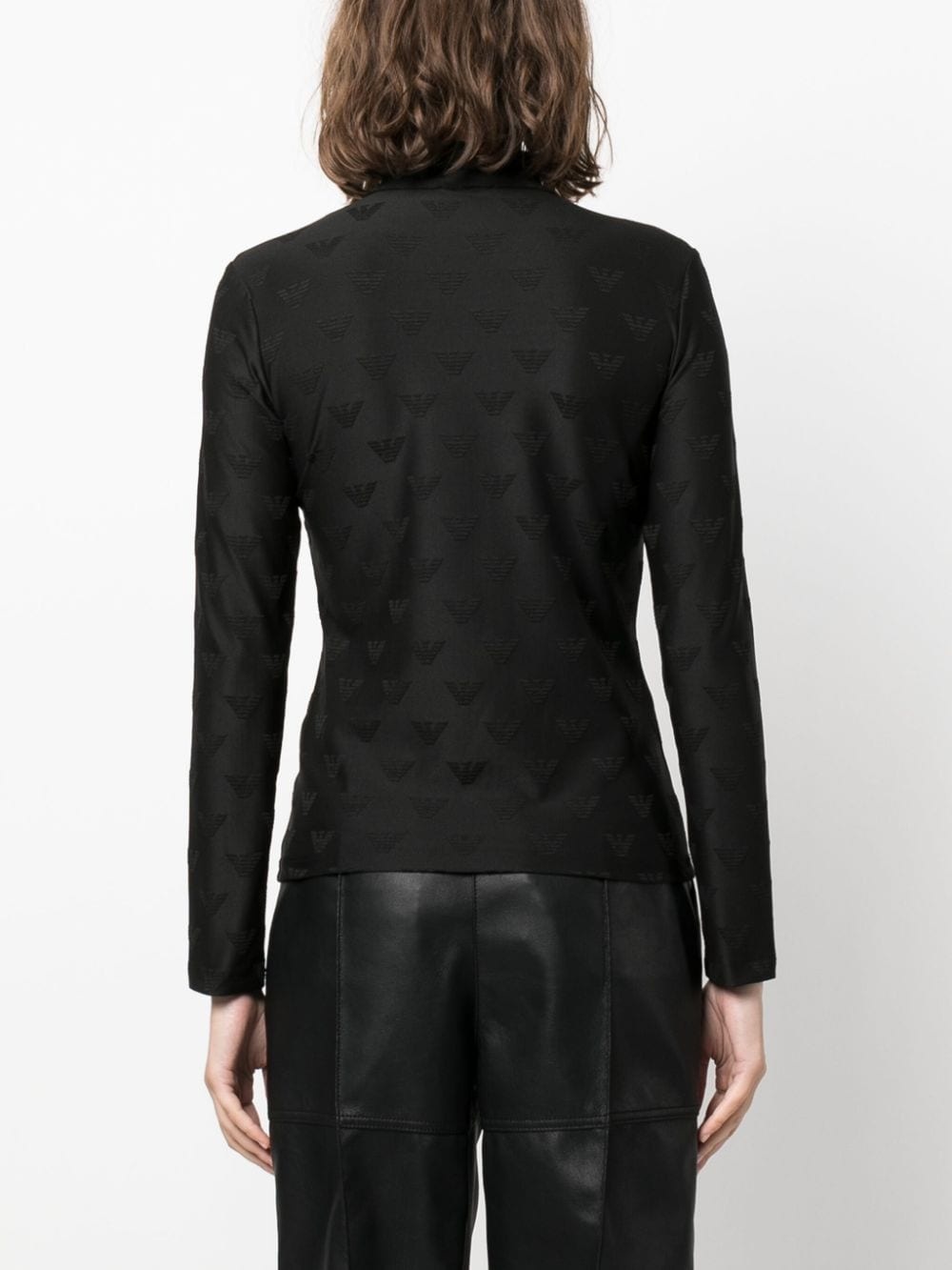 logo-jacquard high-neck T-shirt - 4