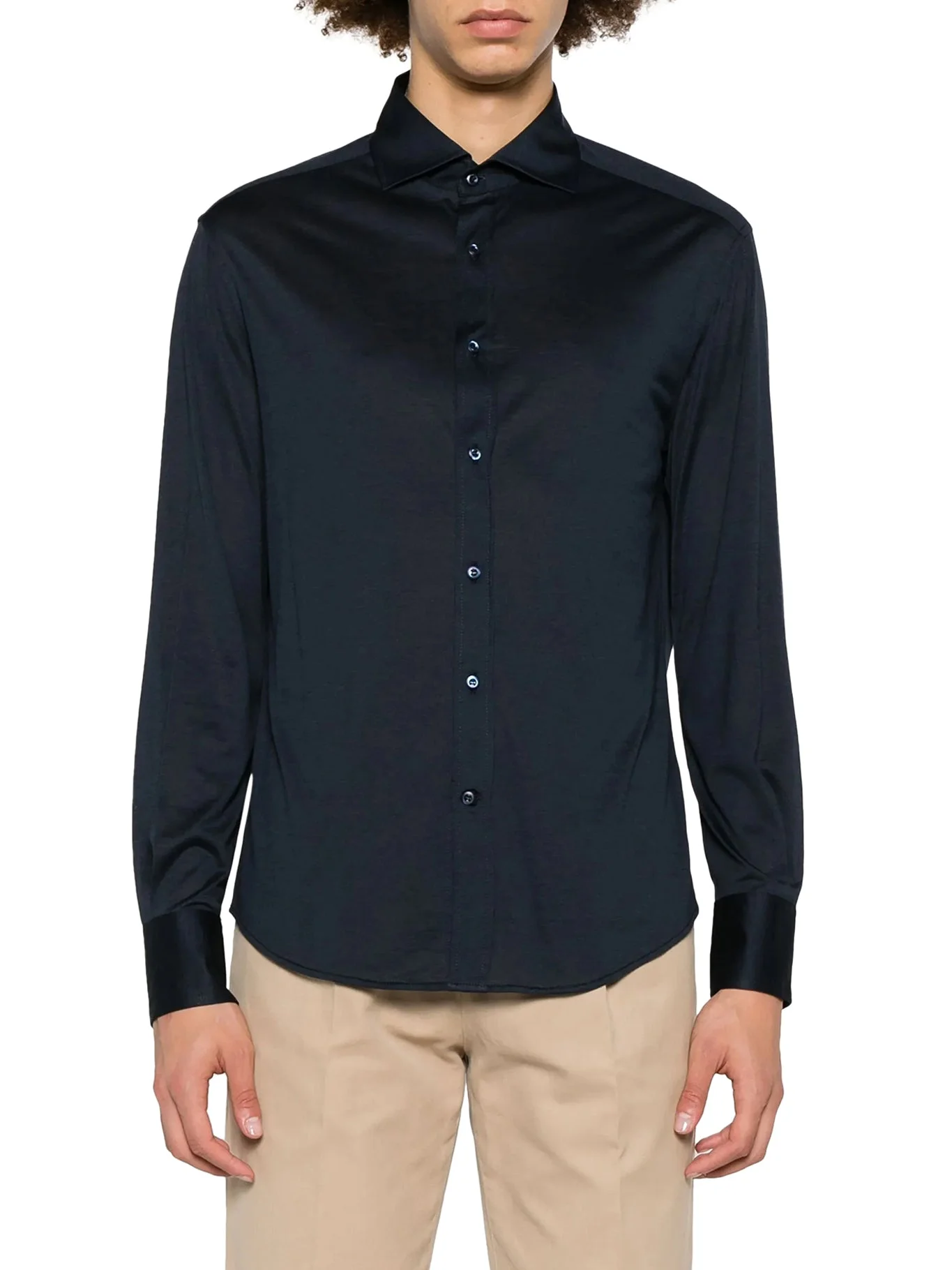 CLASSIC COTTON AND SILK BLEND SHIRT - 1