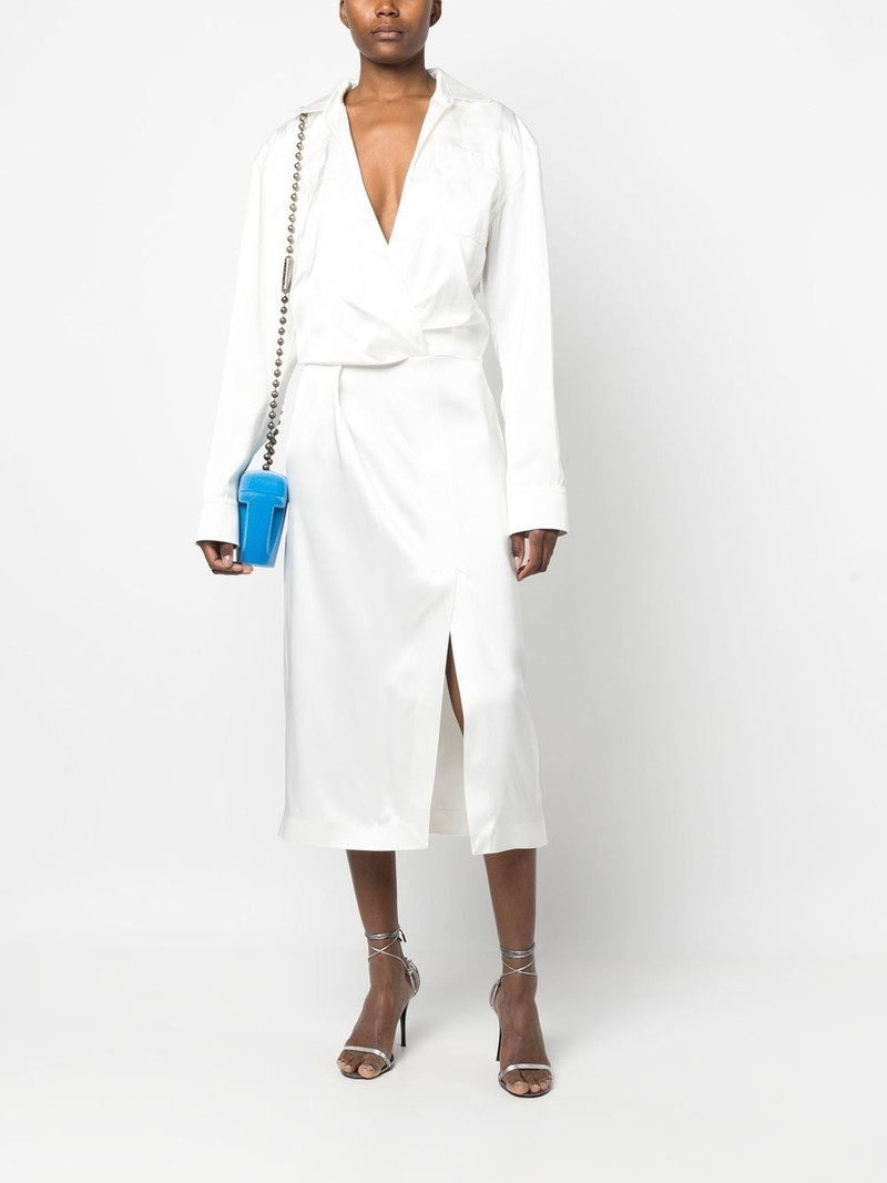 Off-White twist-front satin shirt midi dress outlook