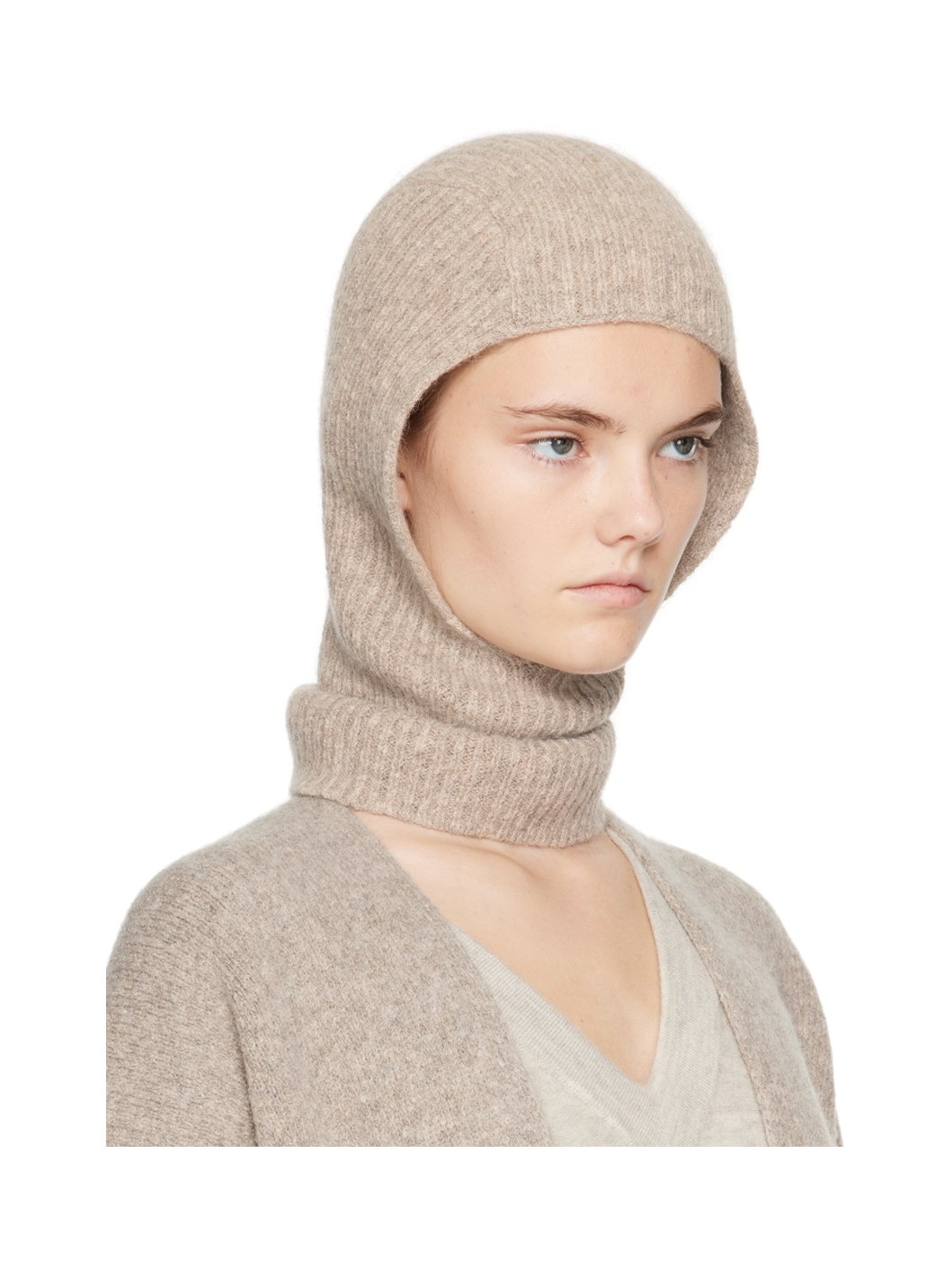 Taupe Soft Rib Balaclava - 2