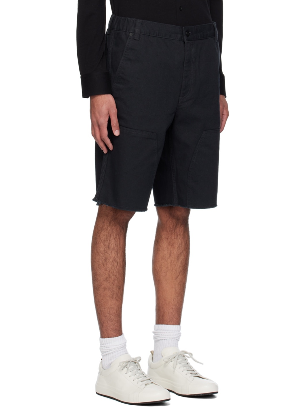 Black Raw Edge Shorts - 2