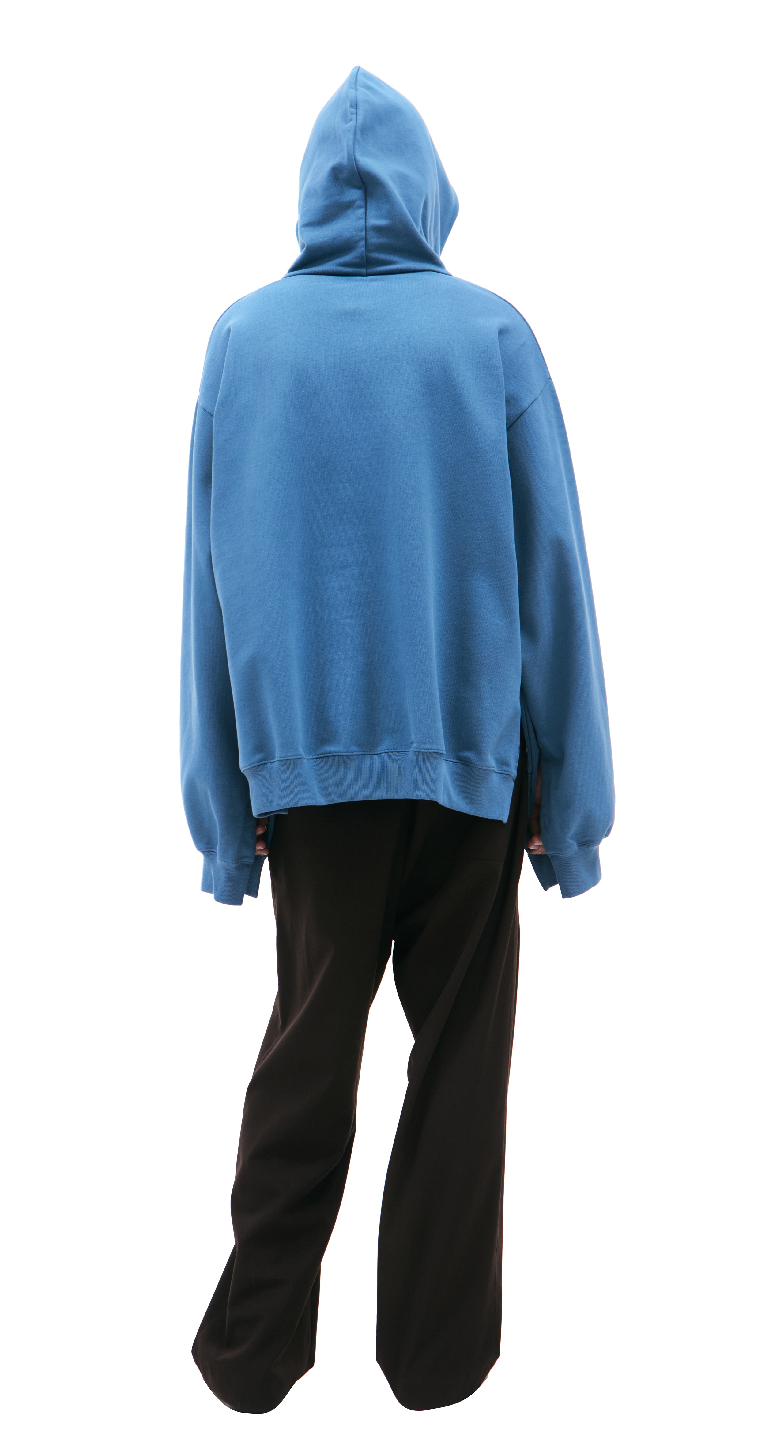 COTTON HOODIE WITH SIDE ZIPS - 3