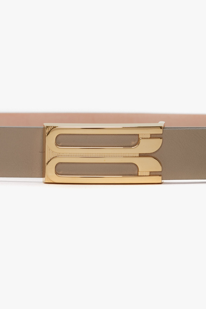 Exclusive Frame Belt In Beige Leather 3