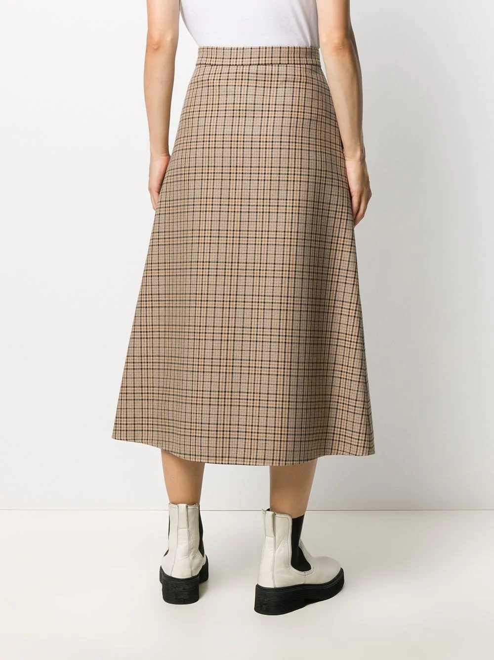 plaid check A-line skirt - 4