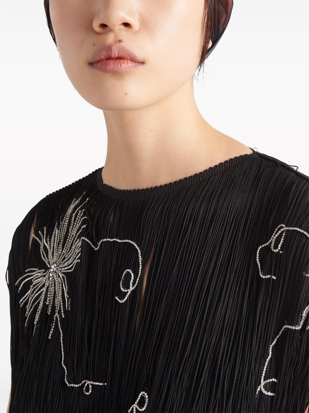 fringed embroidered dress - 5