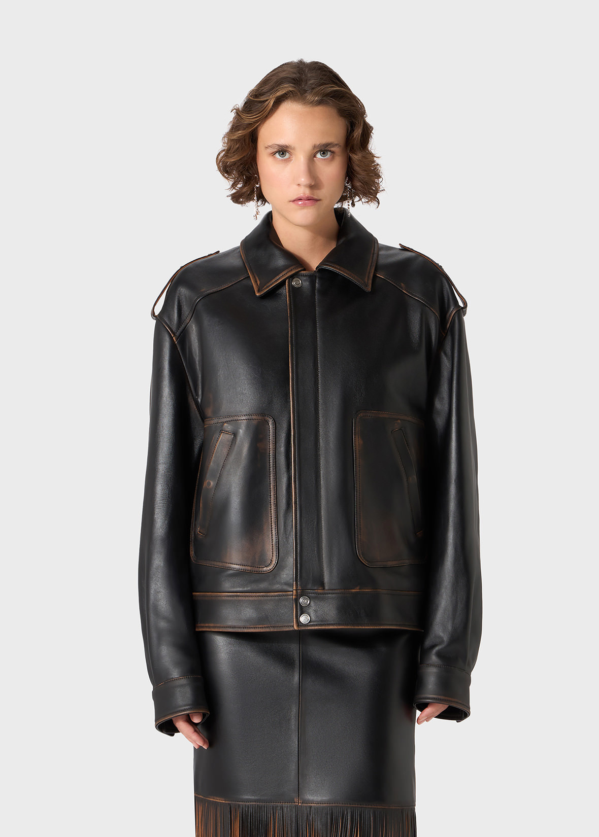 LEATHER BIKER JACKET - 3