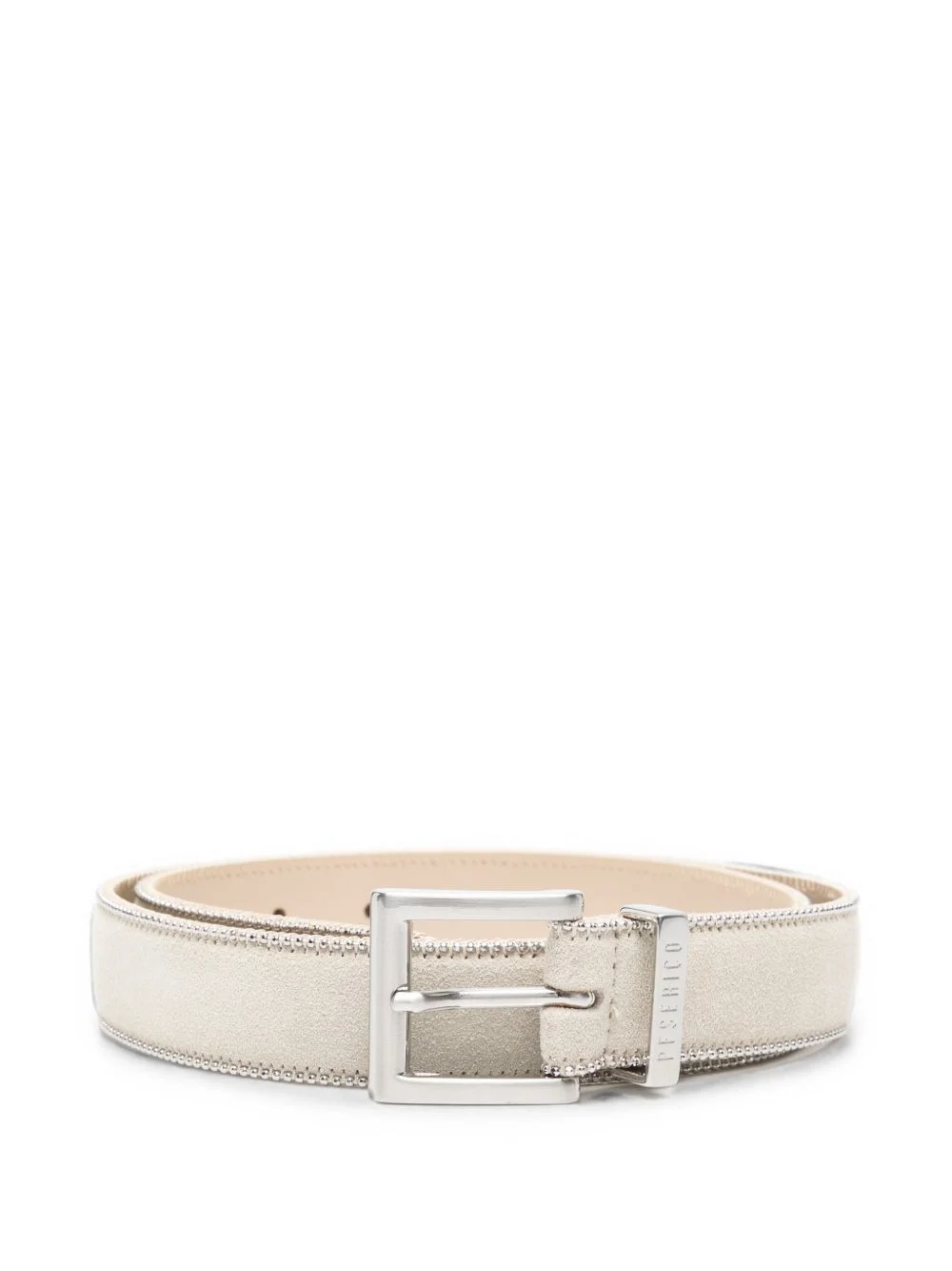 bead-trim leather belt - 1