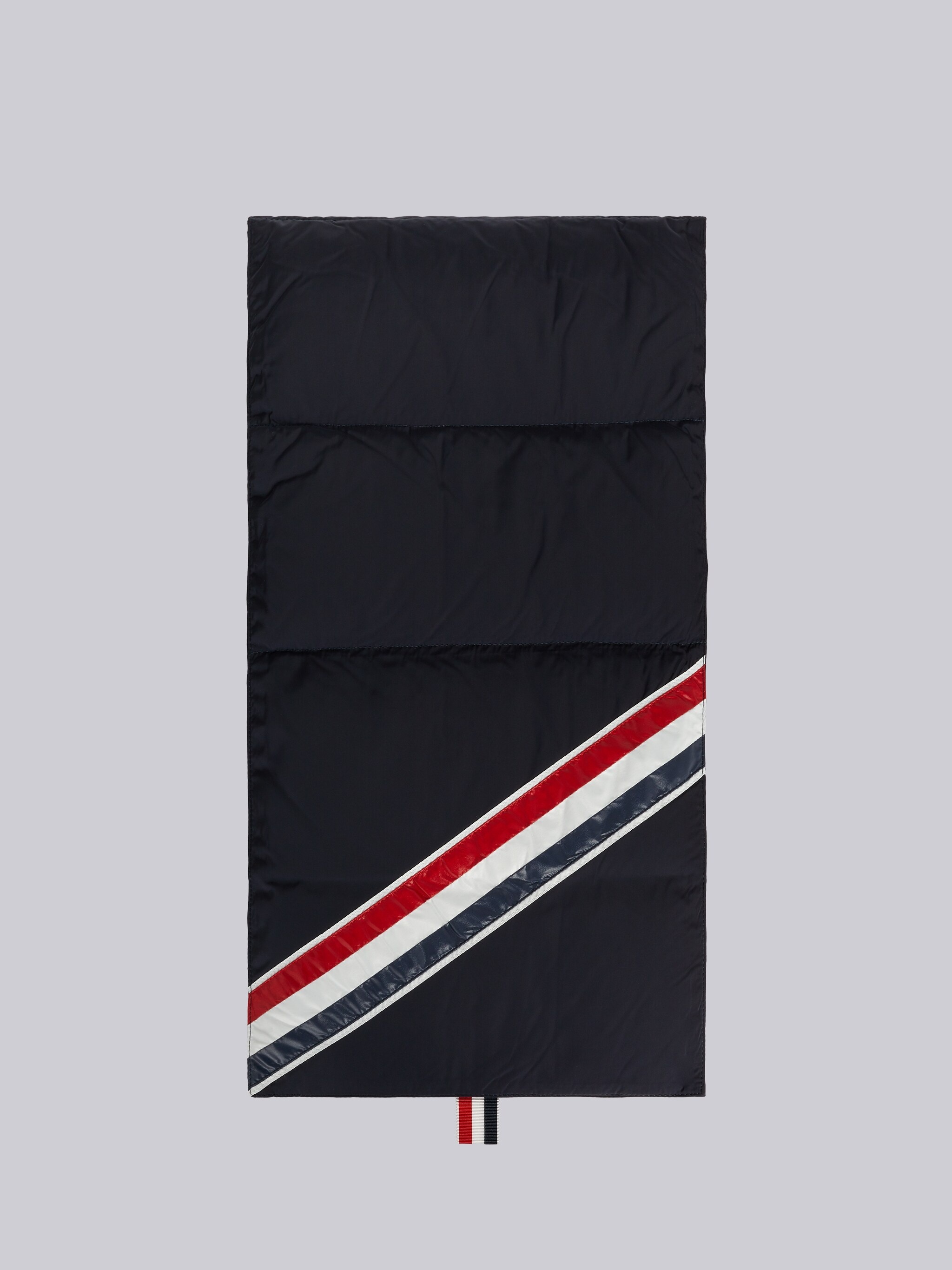 Black Downfilled Poly Twill Multicolor Stripe Scarf - 1
