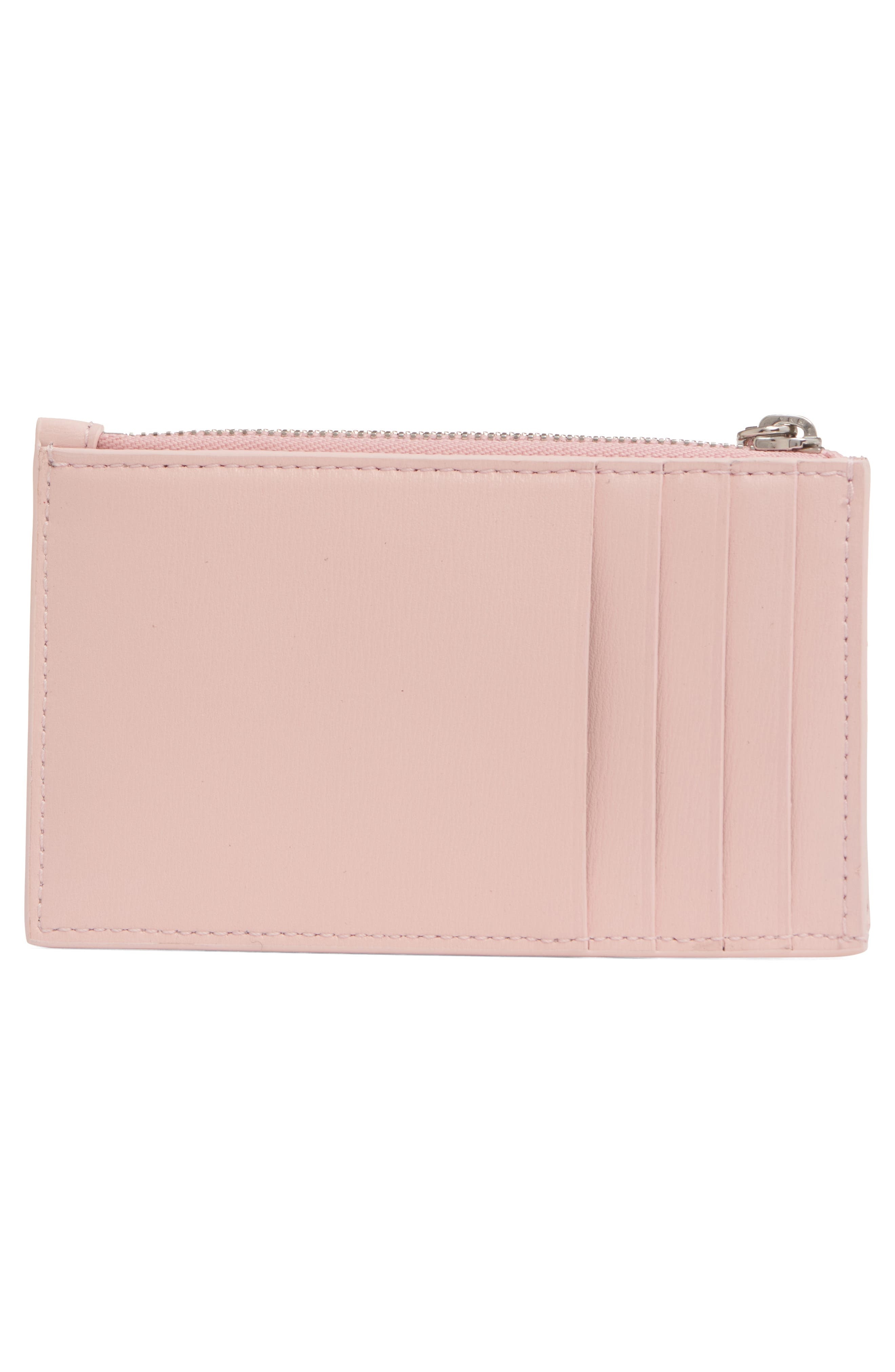 McQueen Logo Leather Zip Card Case in Rose/Silver at Nordstrom - 4