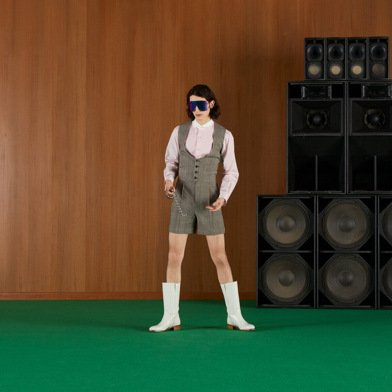 Prince of Wales wool linen shorts 4