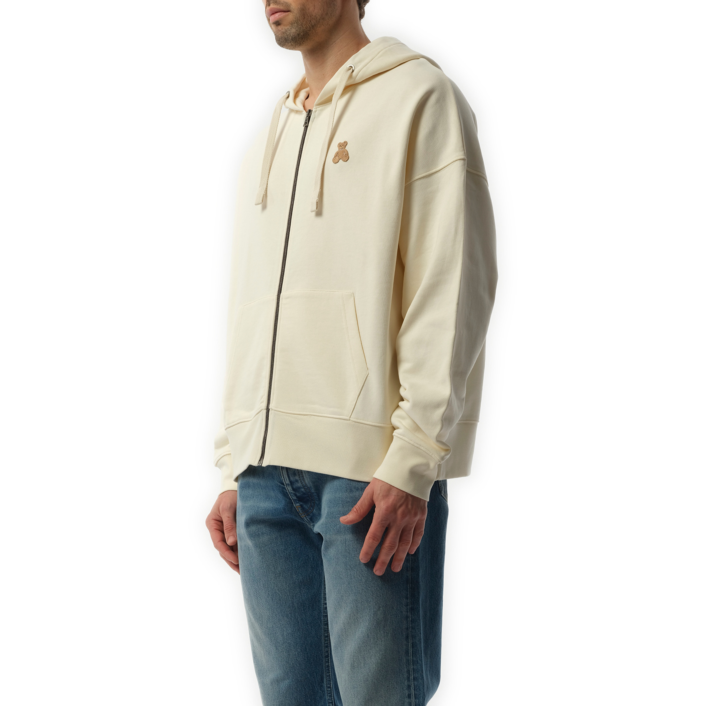 Bear in Mind Zip Hoodie in Off White/Brown - 5