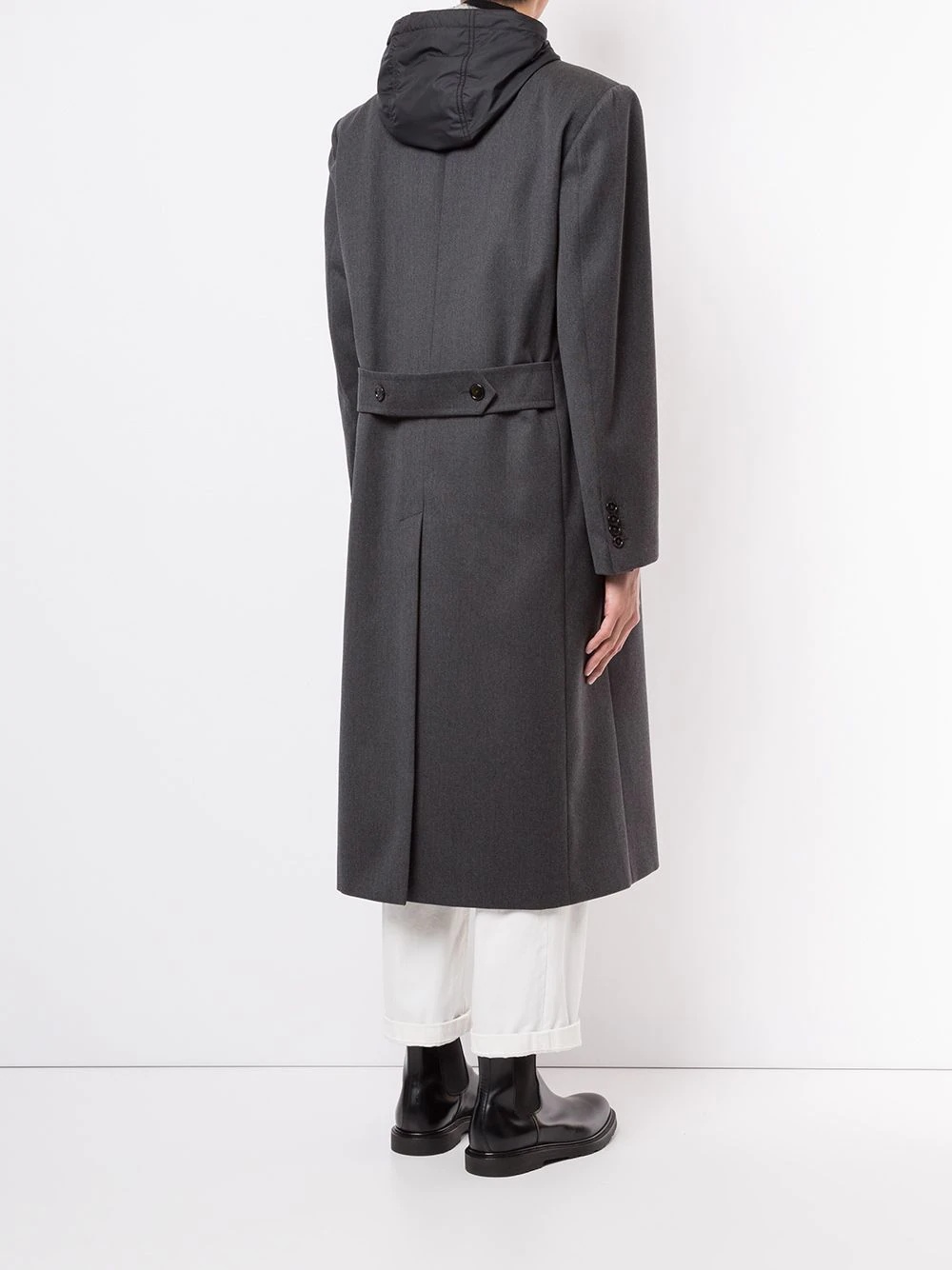 layered hooded midi coat - 4