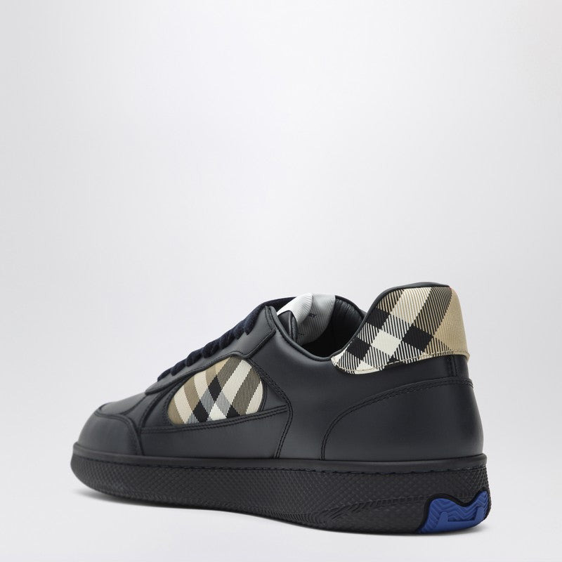 Burberry Indigo Blue Leather And Check Sneaker Terrace Men - 2