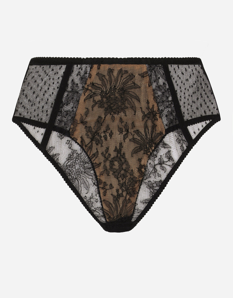 Dolce & Gabbana High-waisted plumetis lace panties outlook