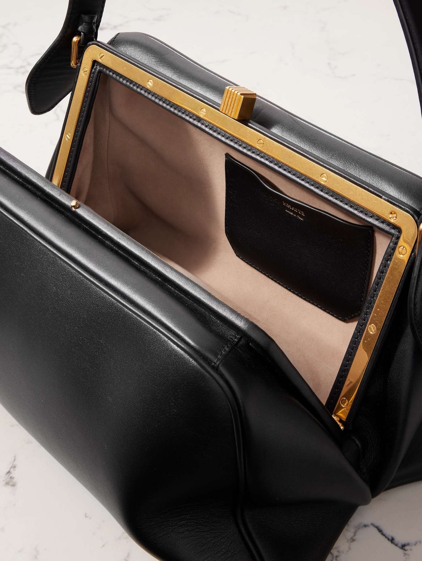 Cate leather-trimmed calf hair tote Black - 9