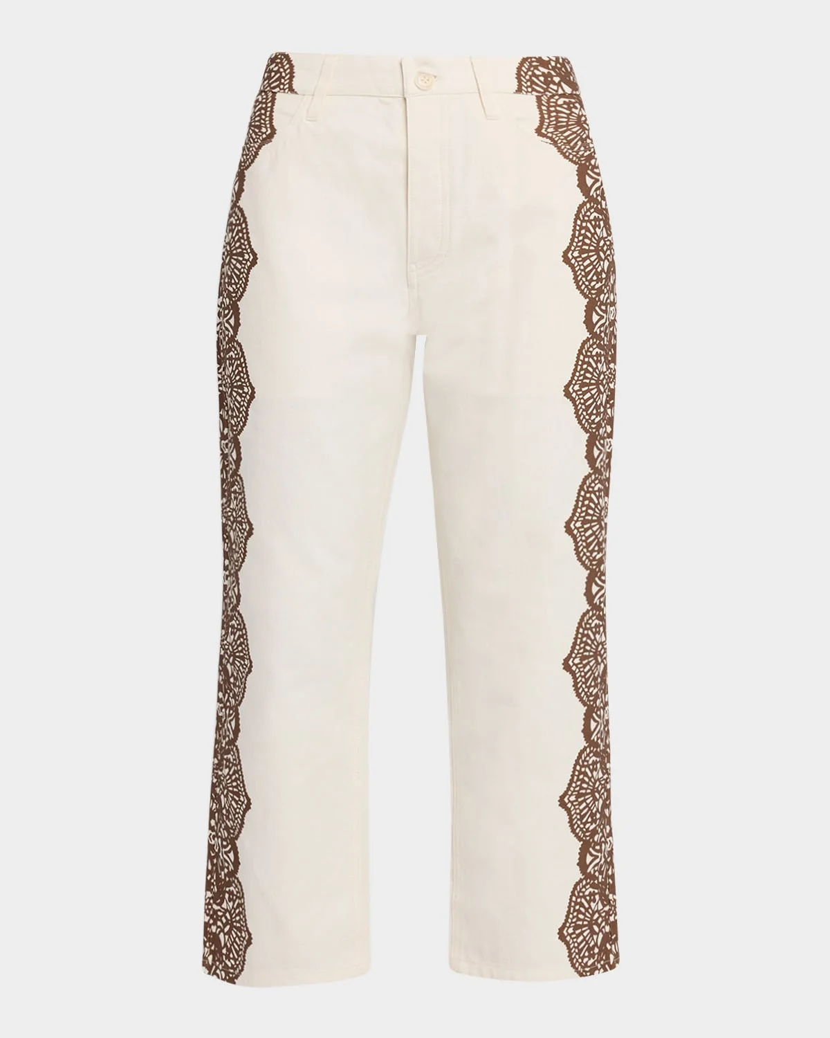 The Lace Print Wide-Leg Jeans - 1
