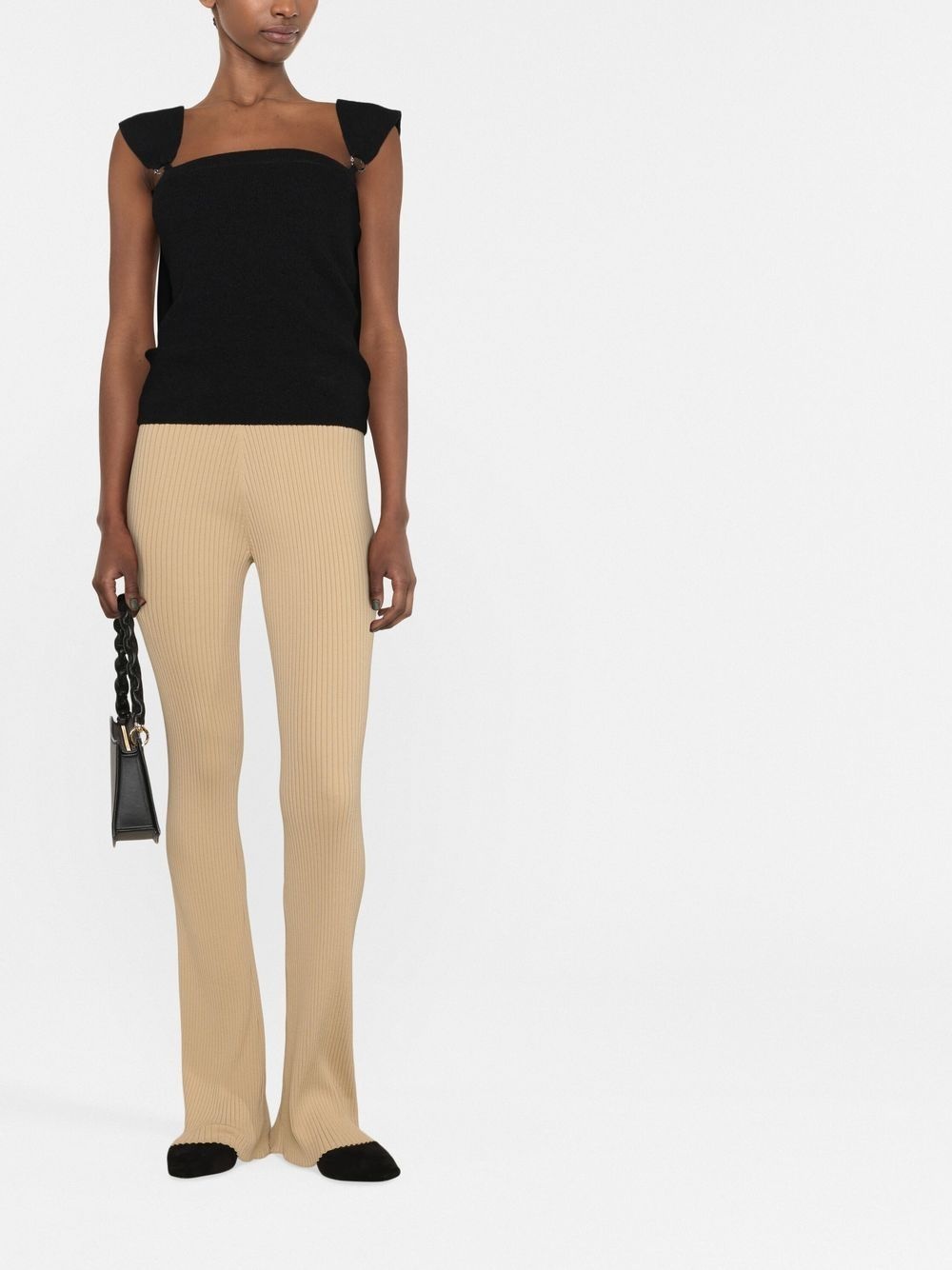 ribbed-knit flared trousers - 2
