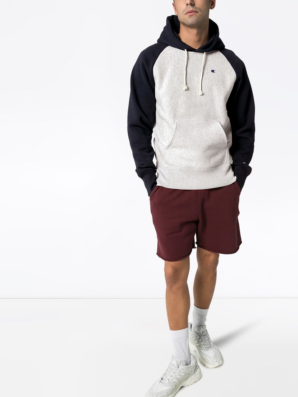 two-tone cotton-blend hoodie - 2