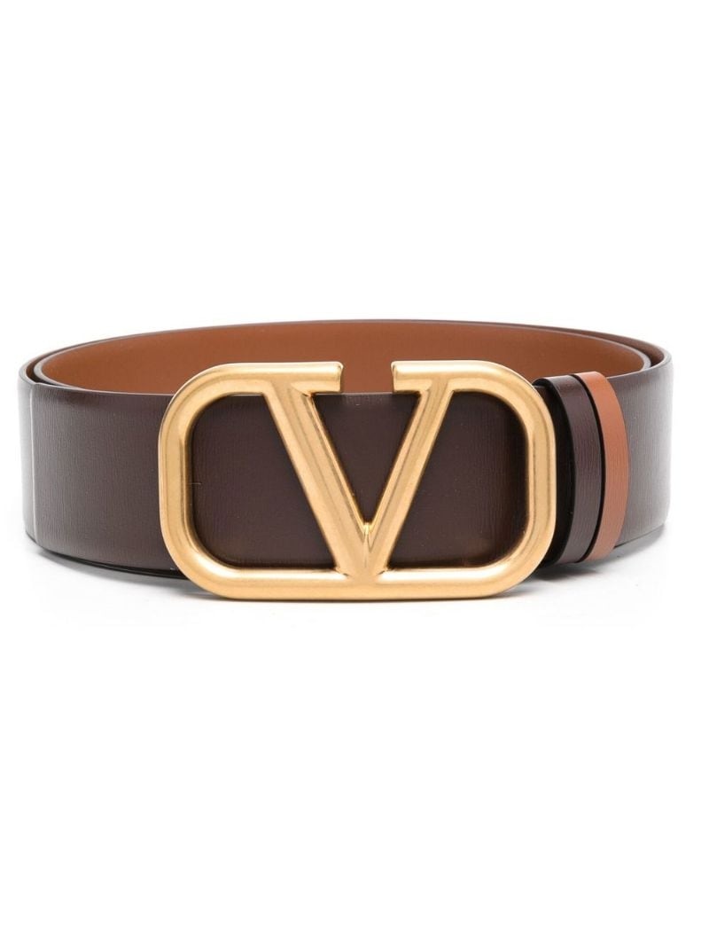 two-tone VLogo-buckle belt - 1