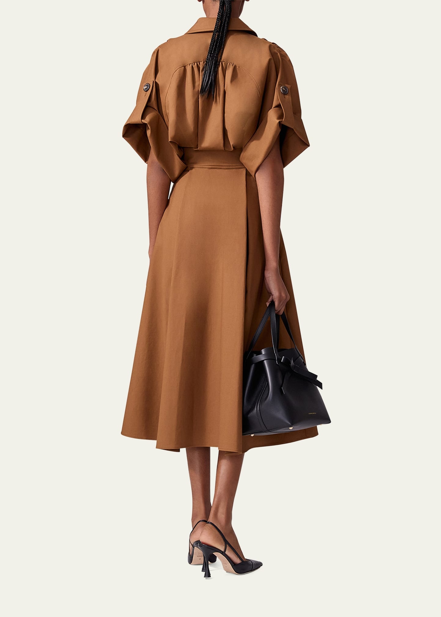Wide Short-Sleeve Midi Shirtdress - 3