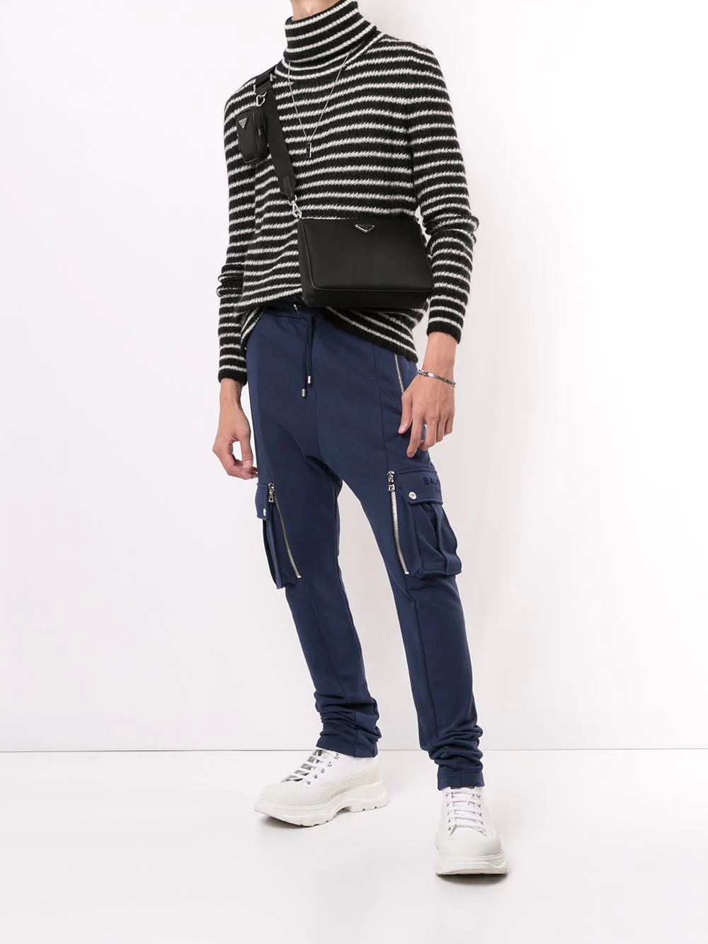 drop-crotch cotton track pants - 2